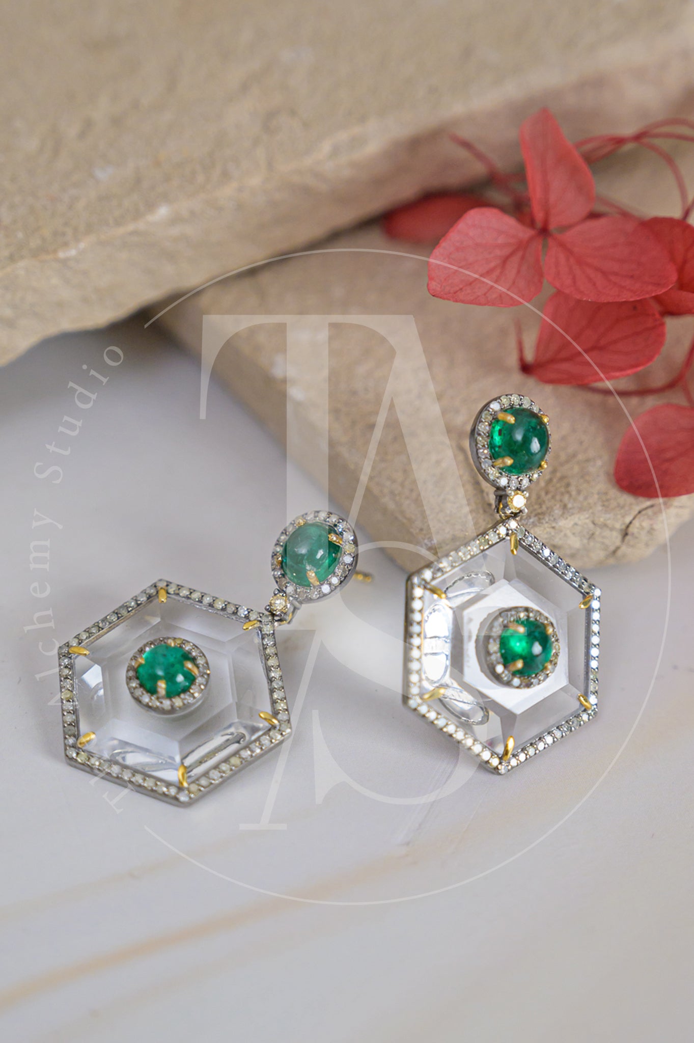 Marini Emerald and Crystal Earrings