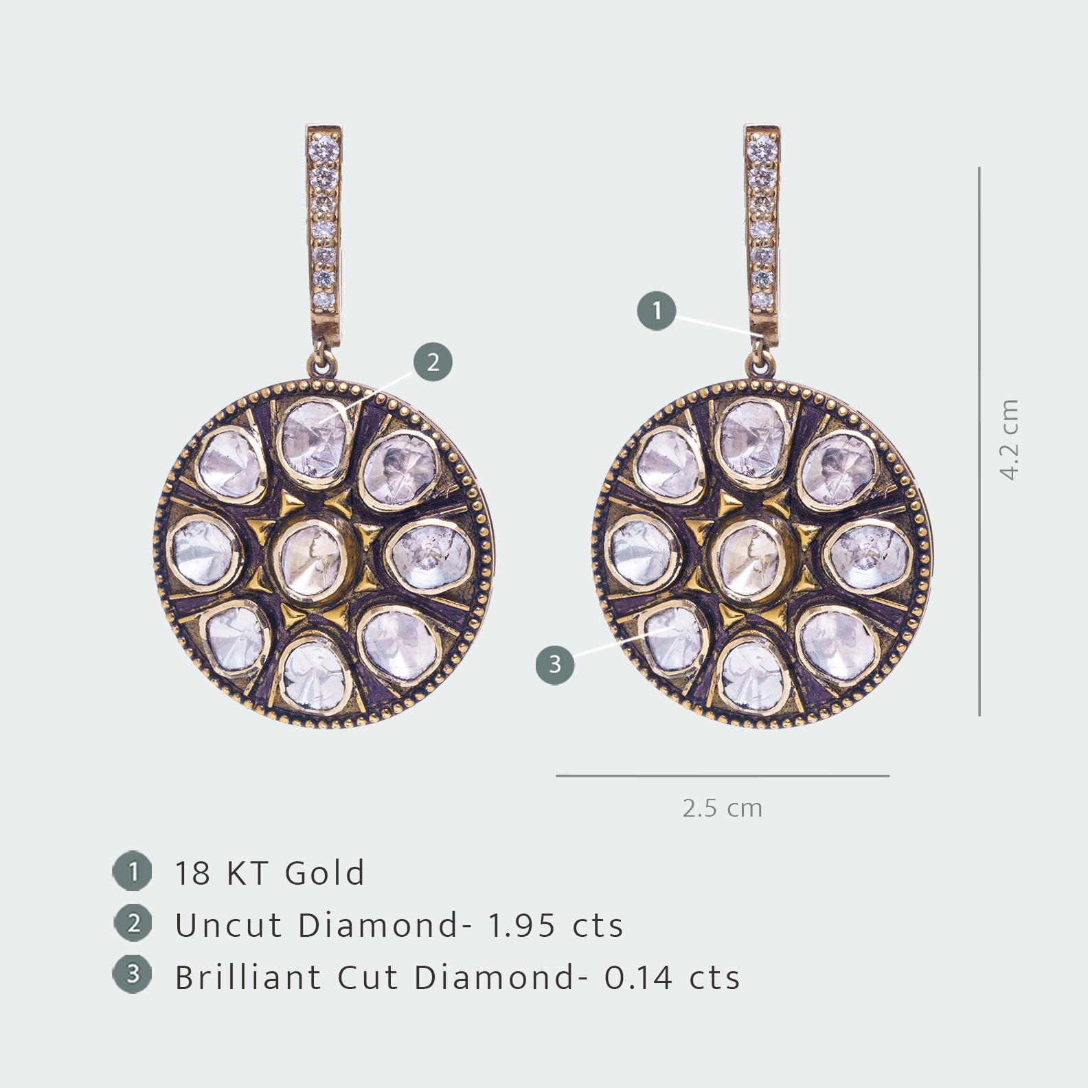 Vintage Ray Polki Earrings