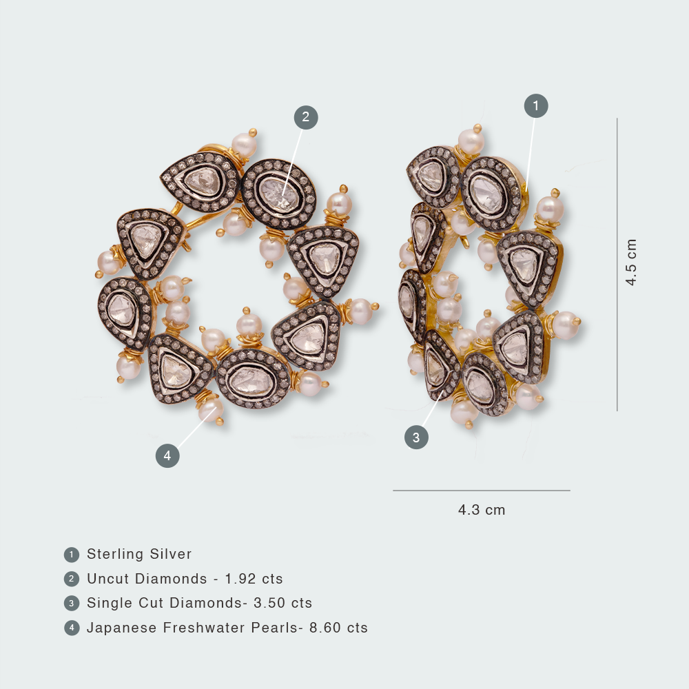 Vintage Magic Polki Pearl Hoops
