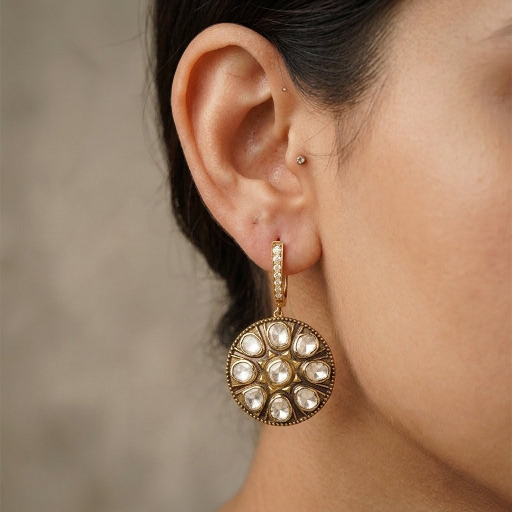 Vintage Ray Polki Earrings
