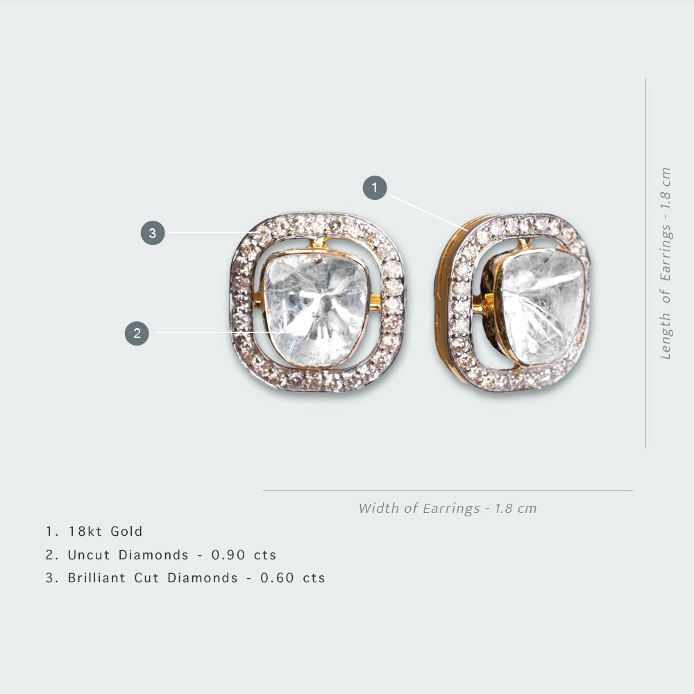 Bayle Sqaure Uncut Diamond Earrings