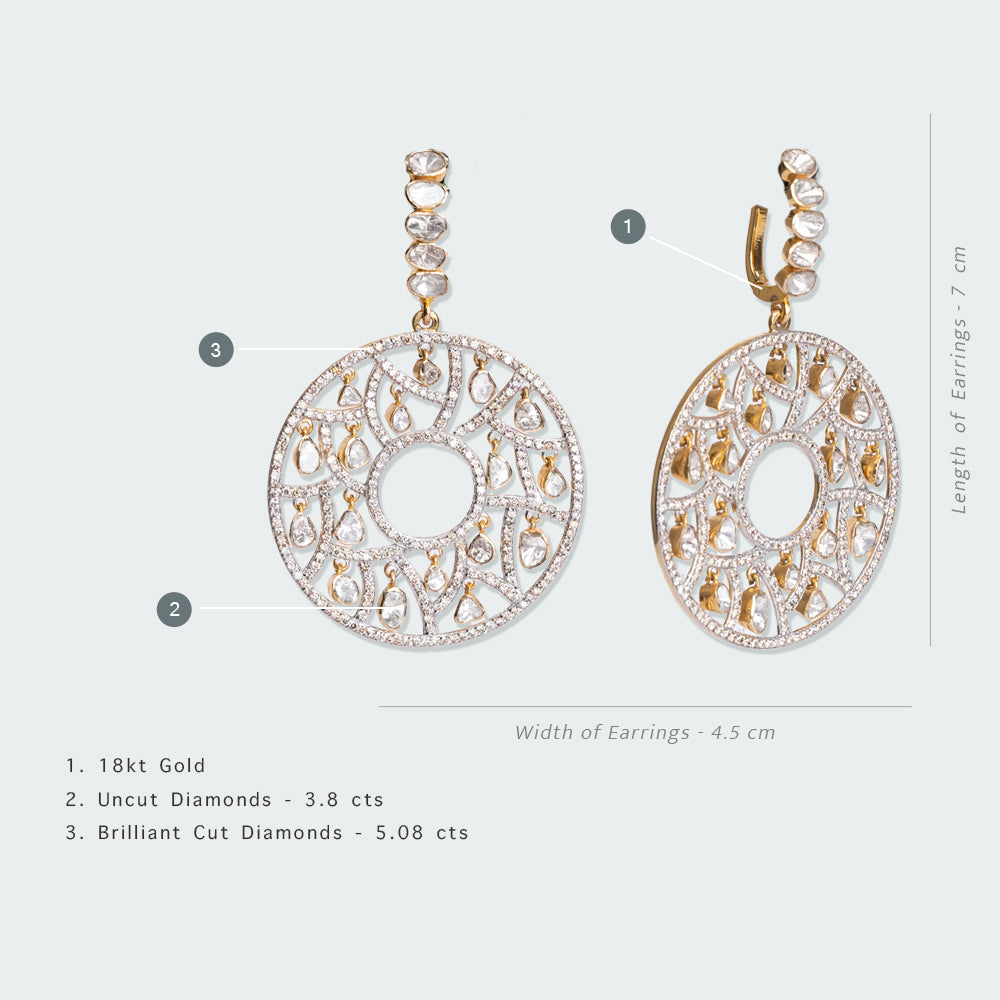 Kiyat Polki Daimond Chaand Earrings