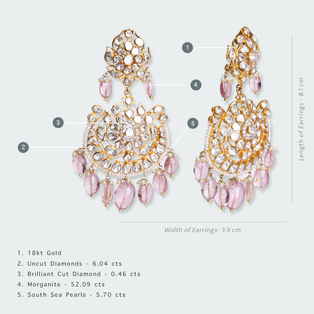 Rumzi Uncut Diamond and Morganite Chaandbalis