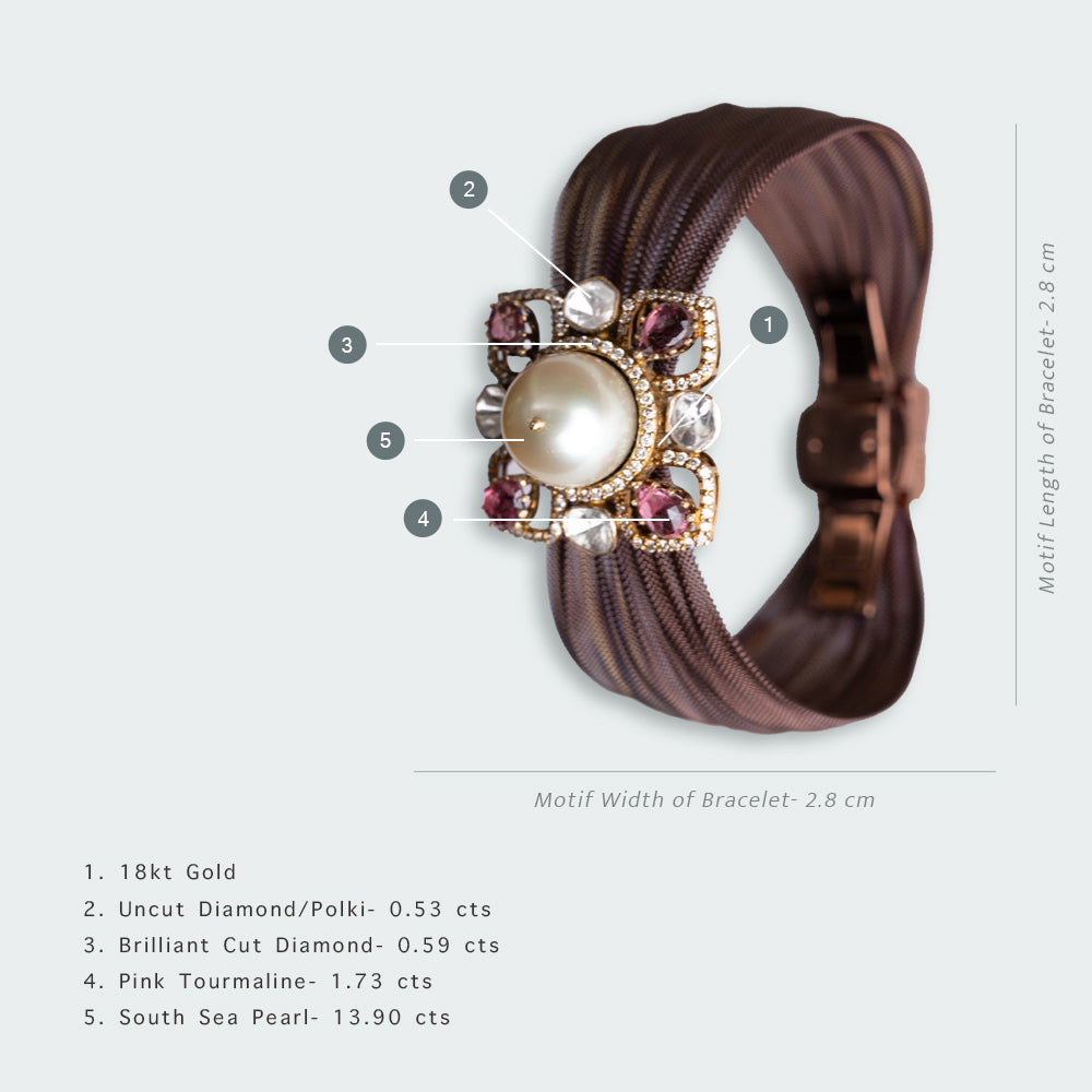 Crest Pearl and Uncut Diamond Cuff