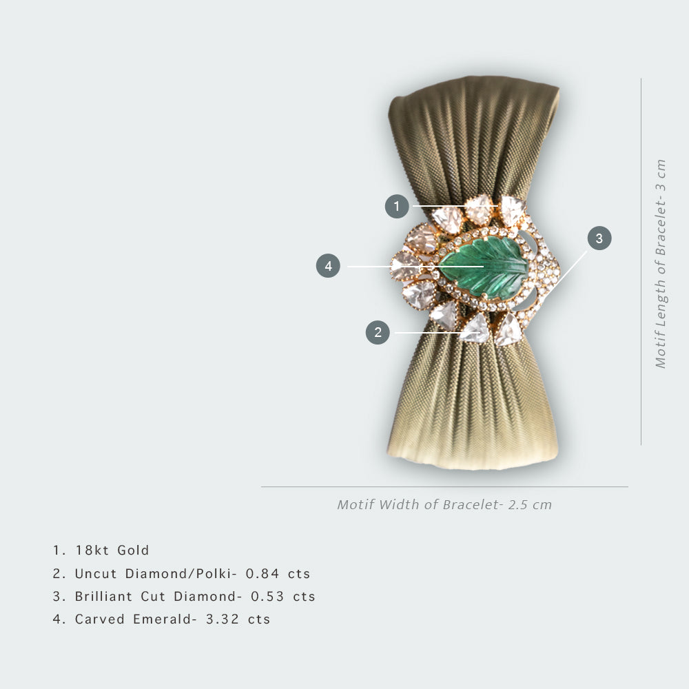 Crest Emerald and Uncut Diamond Cuff