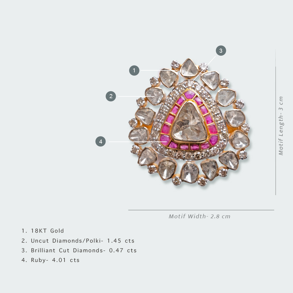 Kaya Ruby Polki Ring (Detachable Pendant)