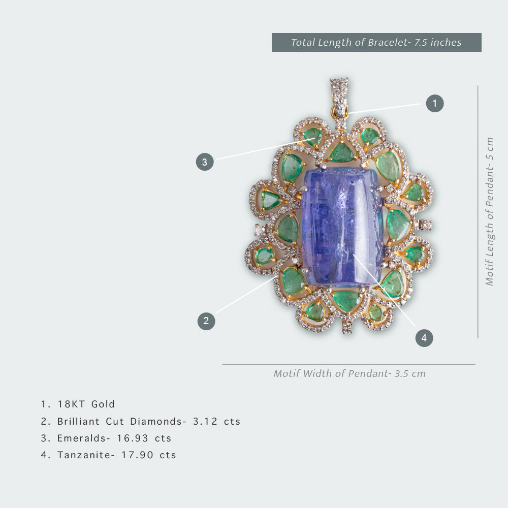 Gillian Tanzanite and Emerald Pendant