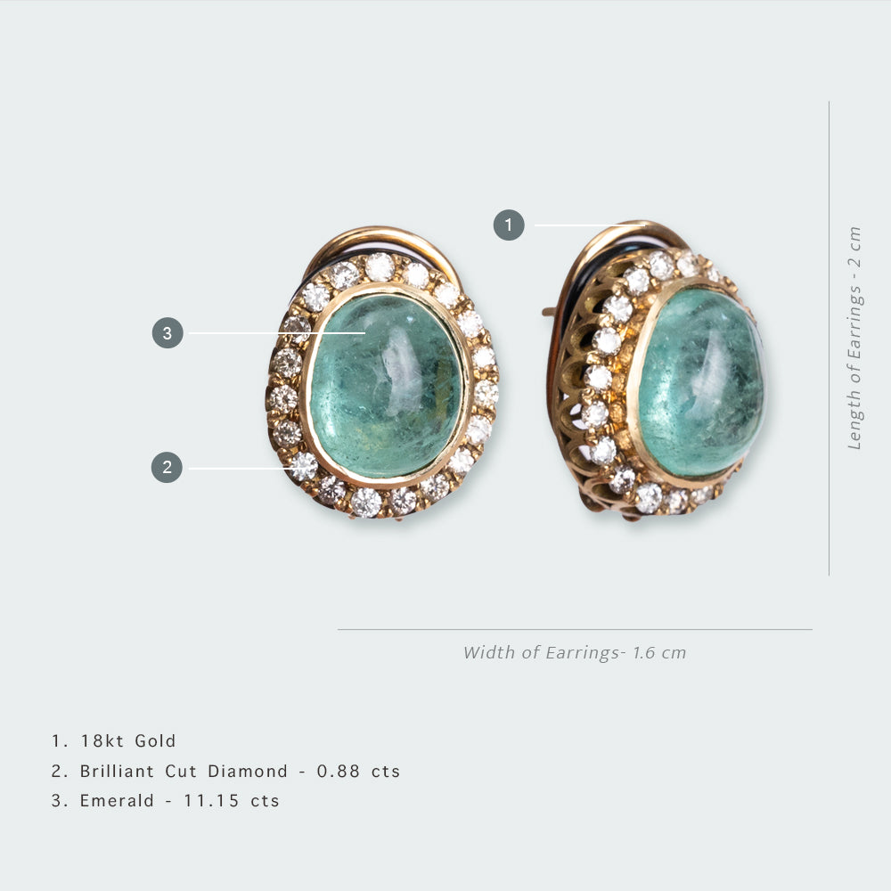 Columbian Emerald Oval Studs