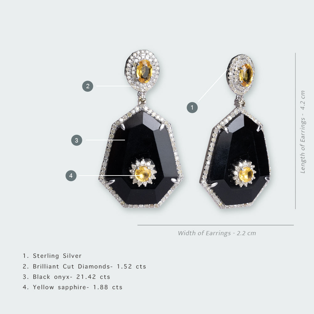 Audric Black Onyx and Yellow Sapphire Earrings