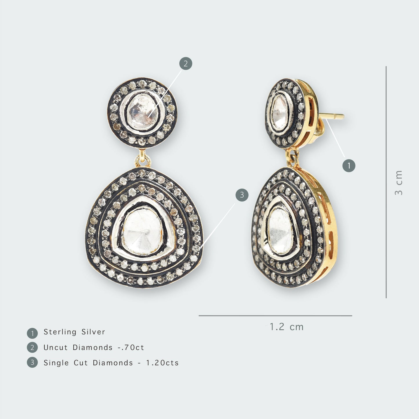 Wanderlust Drop Uncut Diamond Earrings