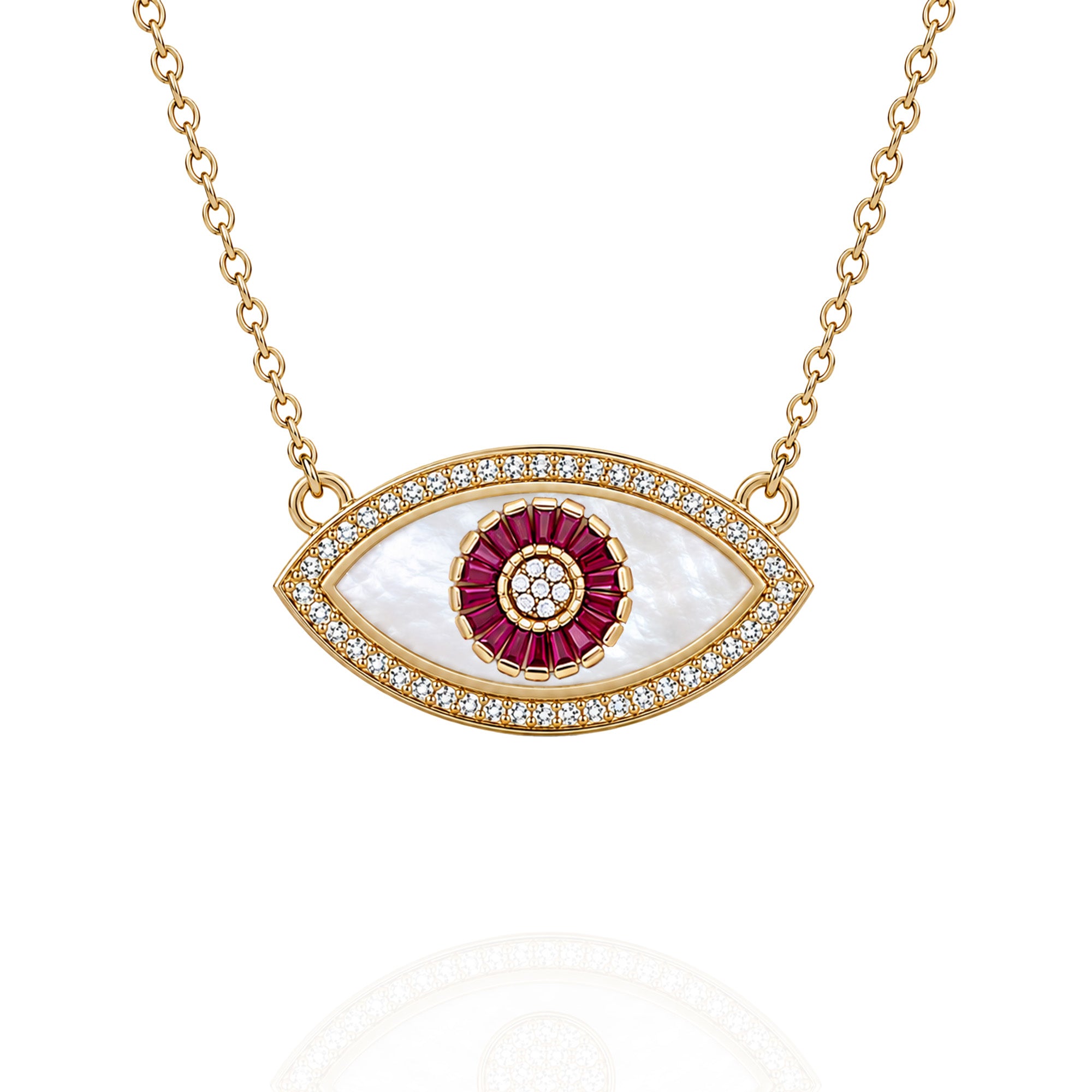 Wild at Heart Diamond Ruby Mother of Pearl Necklace