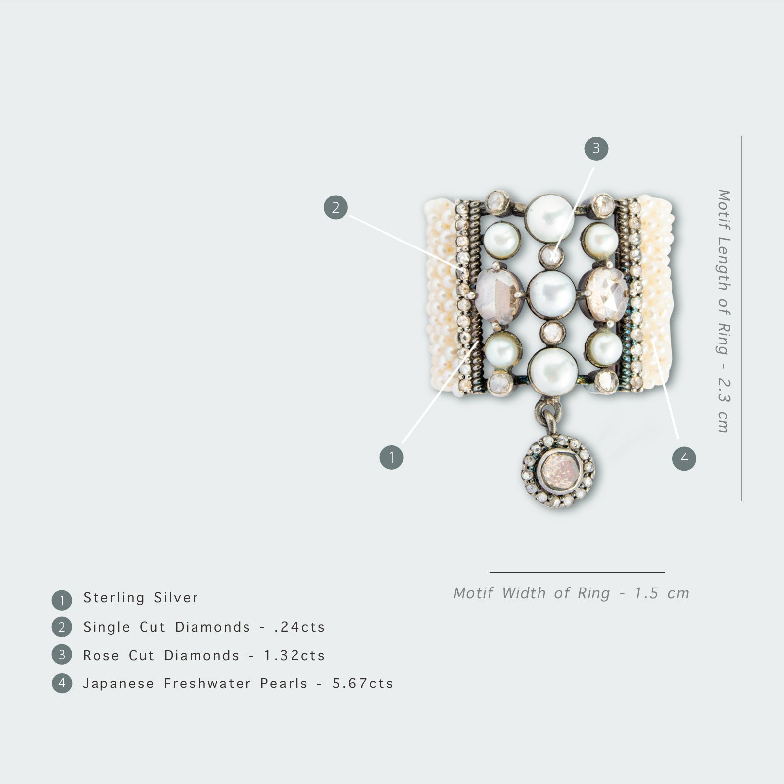 Woven Rose Pearl Polki Ring