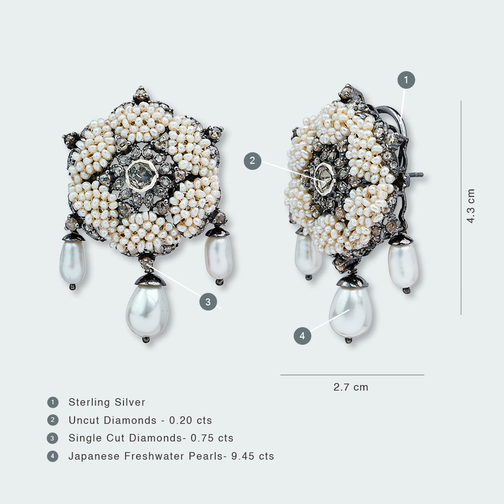 Woven Star Pearl Drop Earrings