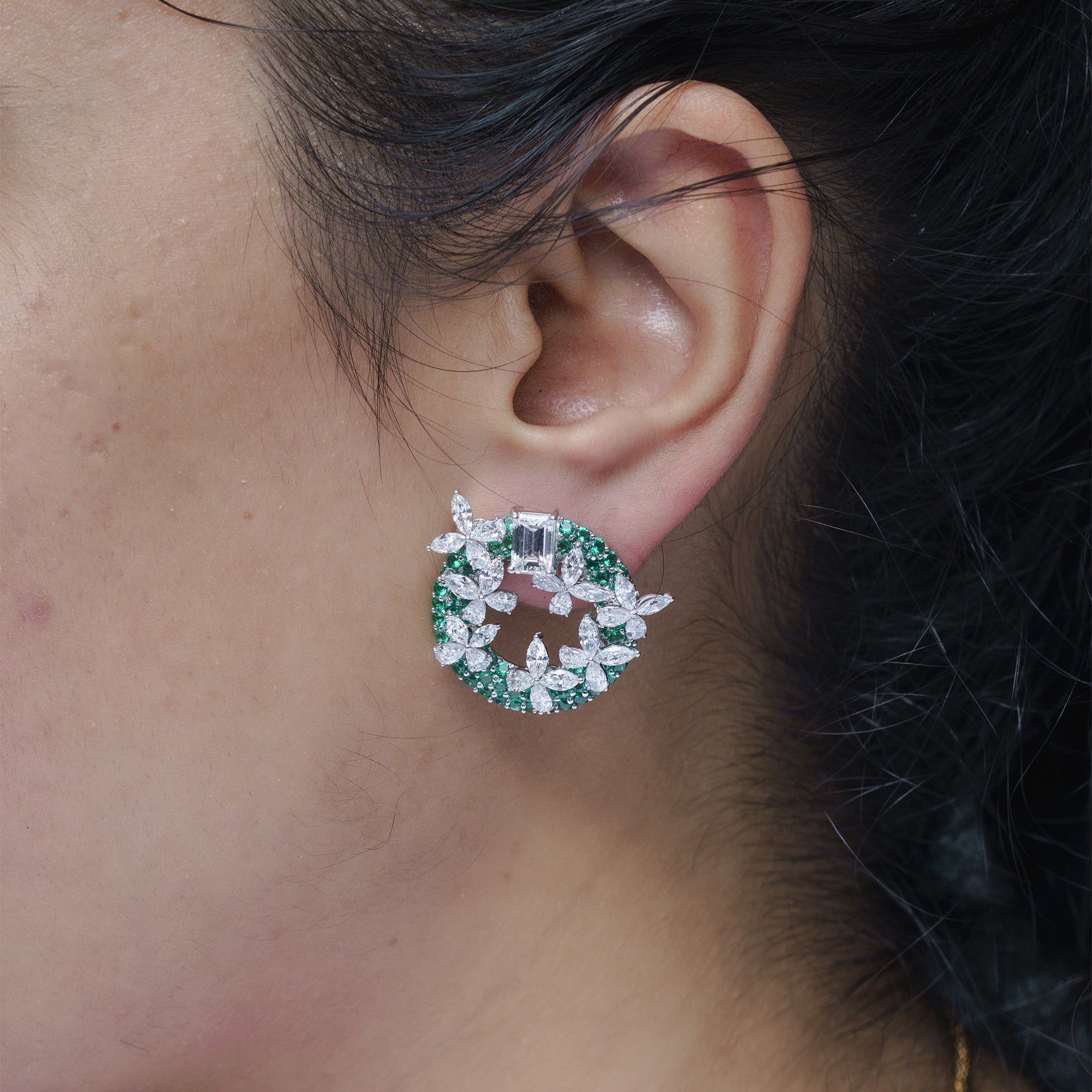 Francesca Emerald Lab Diamond Earring
