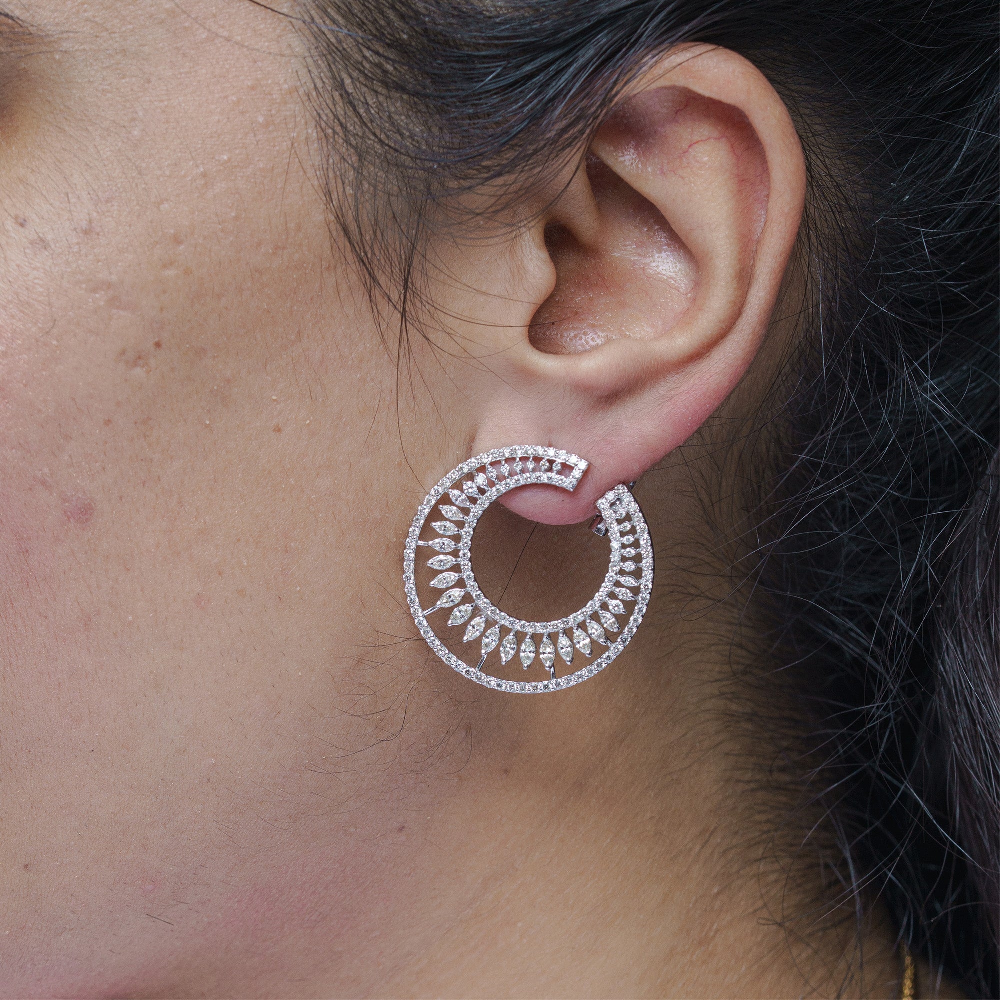 Lab Diamond Crescent Earring