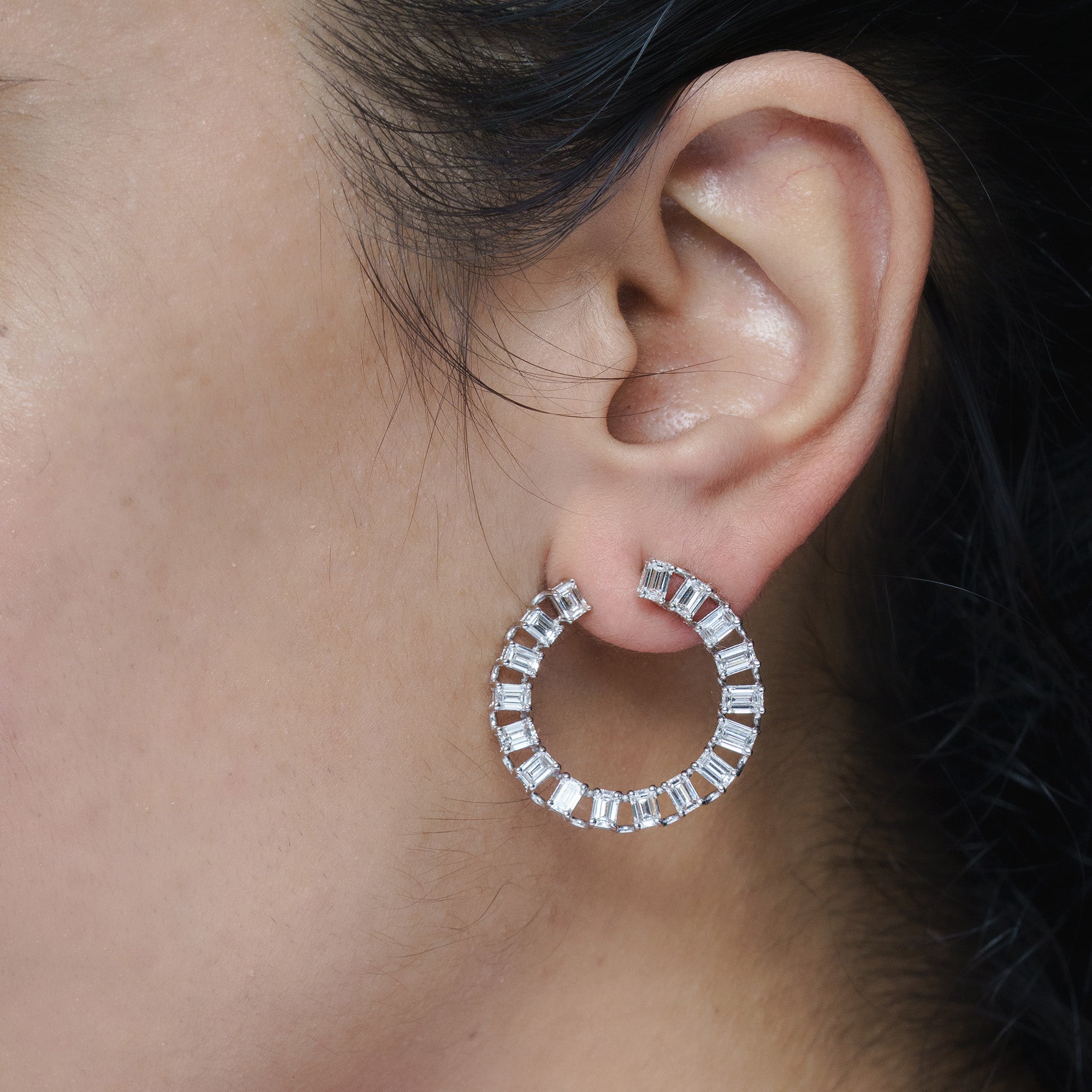 Grace Baguette Lab Diamond Hoop