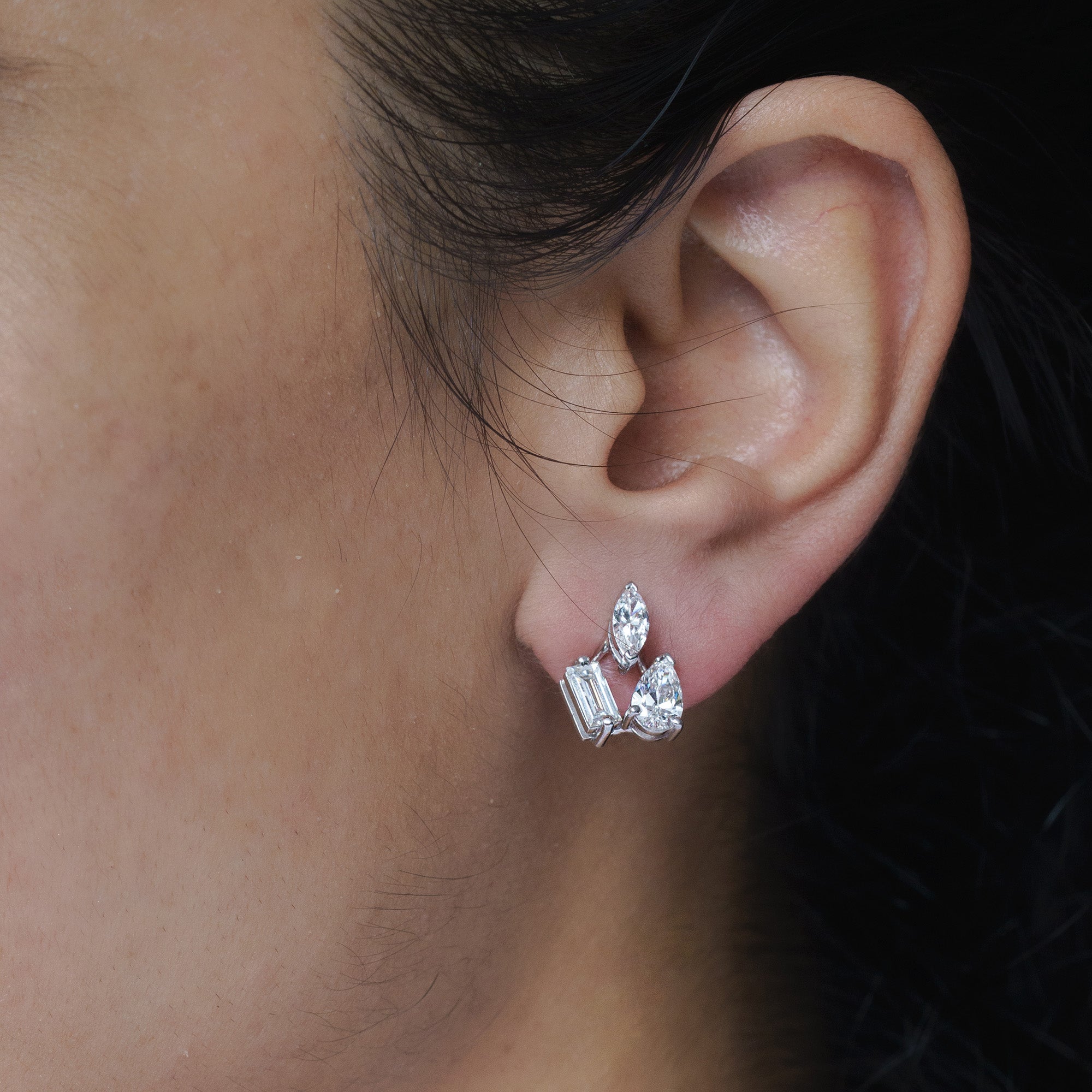 Mireille Three Petal Lab Diamond Earring