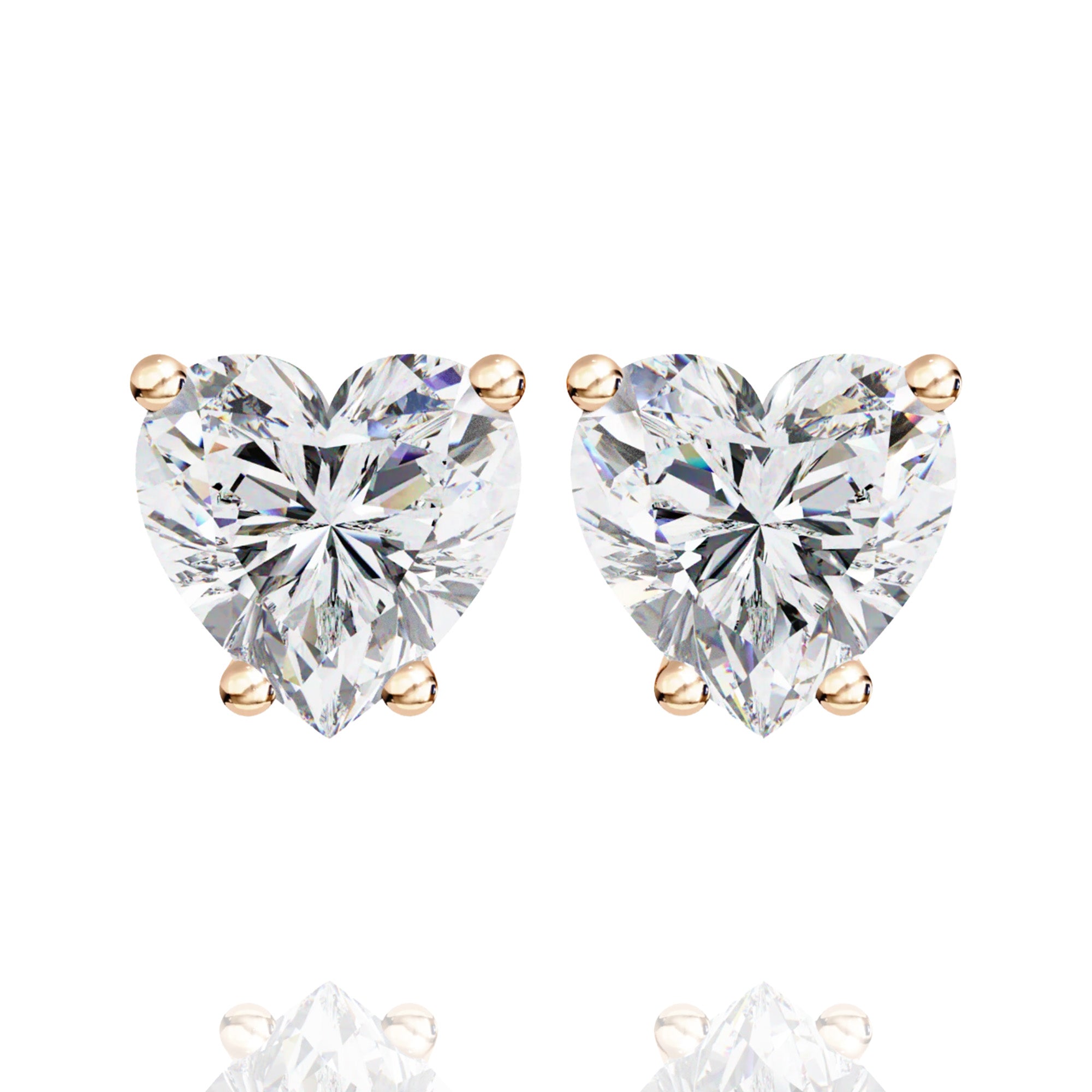 Classic Heart Lab Grown Solitaire Earrings