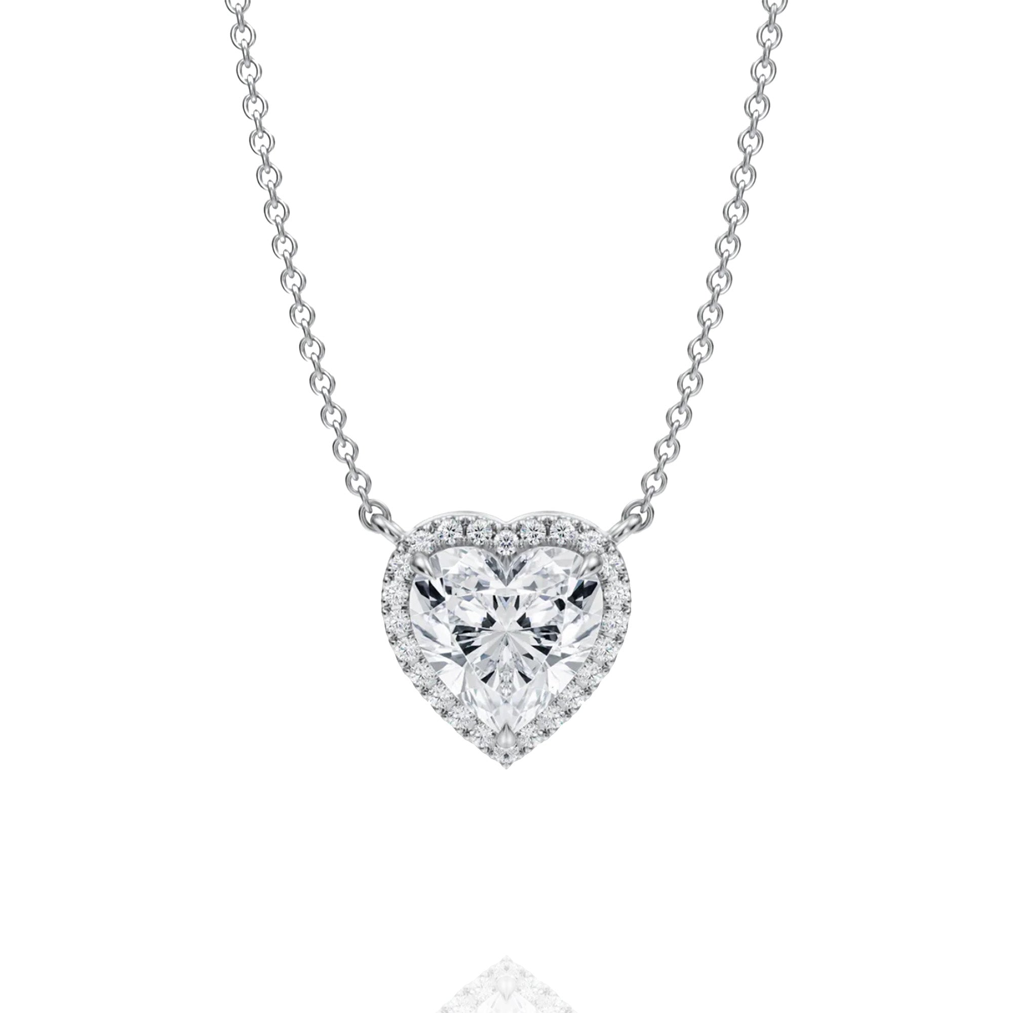 Classic Heart Lab Grown Solitaire Pendant with Halo