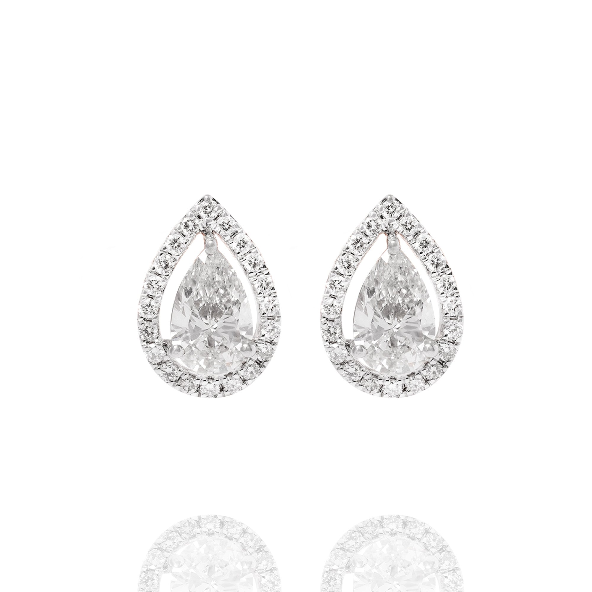 Halo Drop Lab Solitaire Diamond Earrings