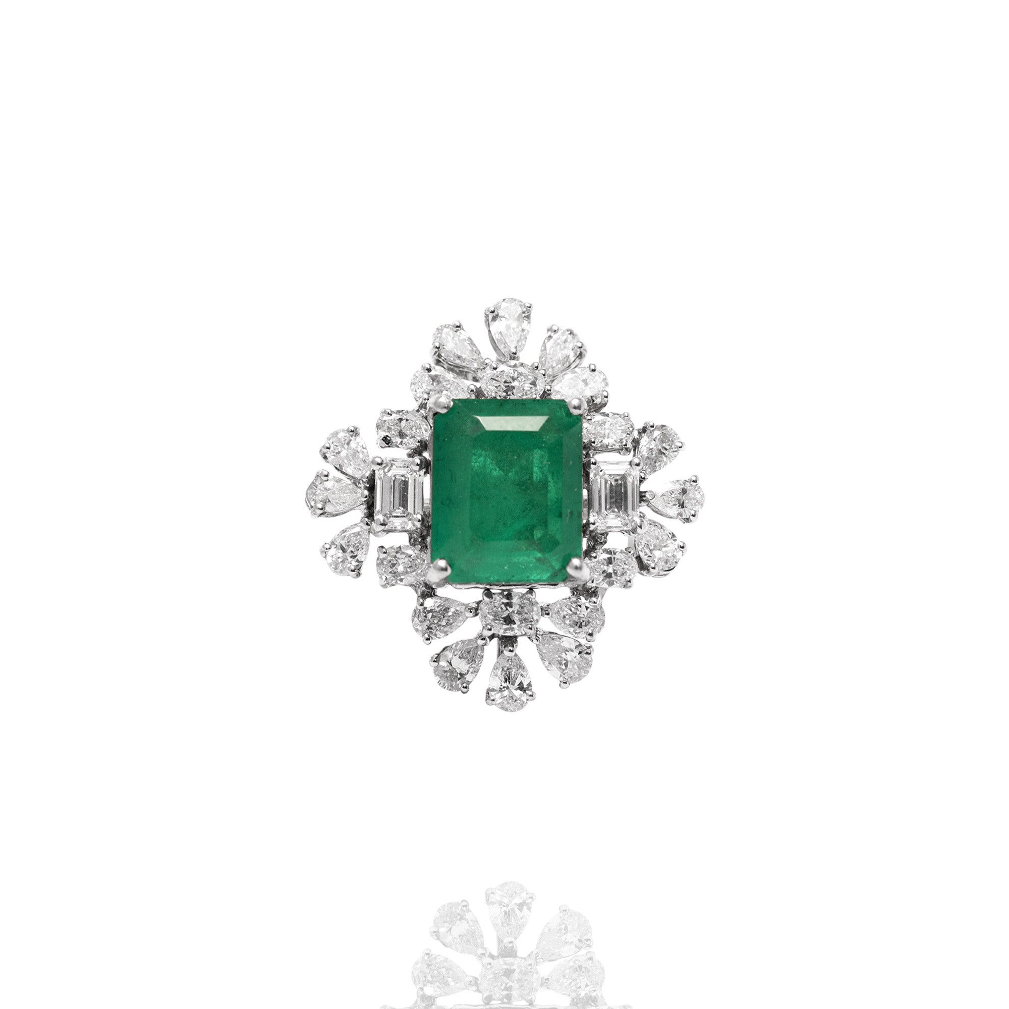 Emerald and Lab Diamond Ring