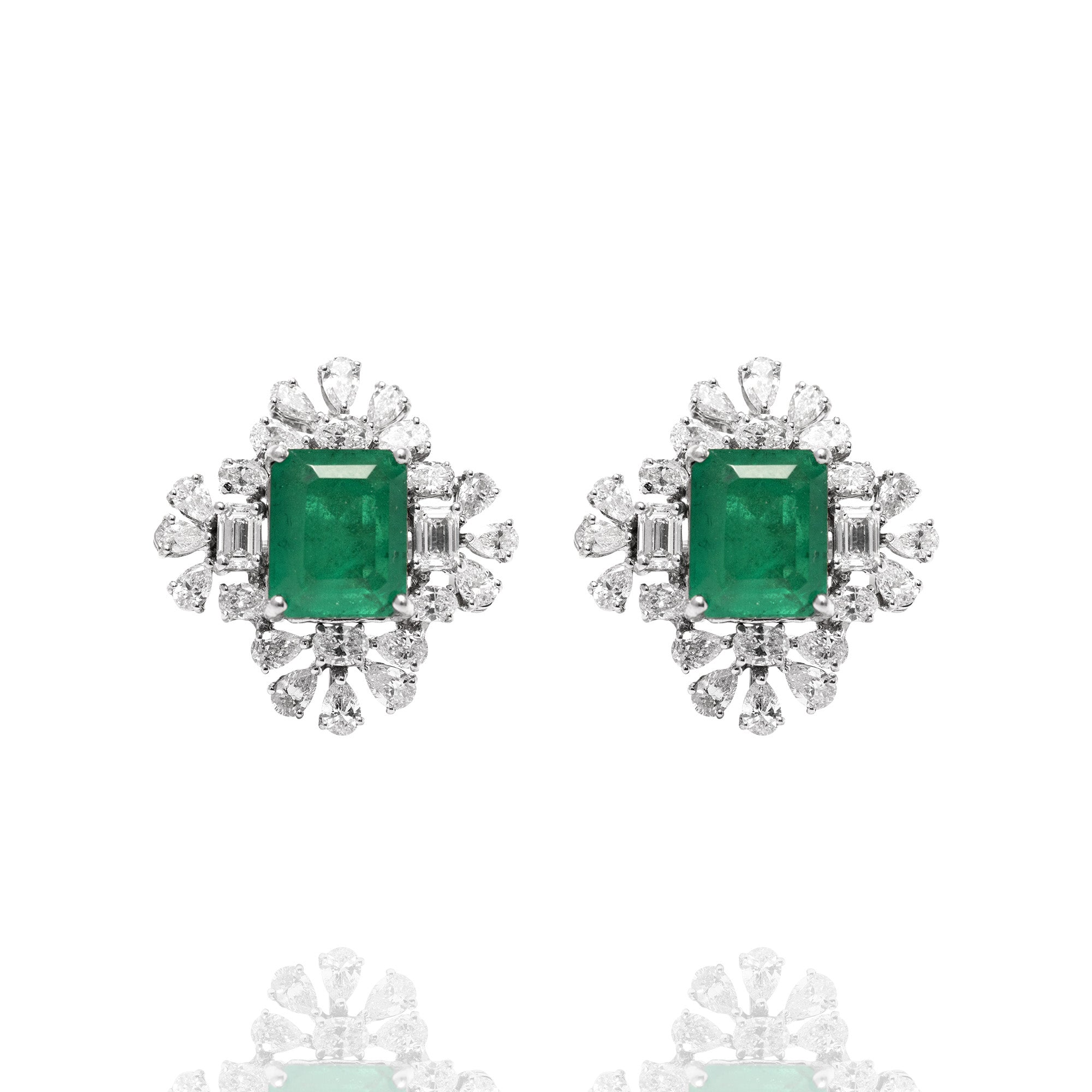 Emerald and Lab Diamond Earring