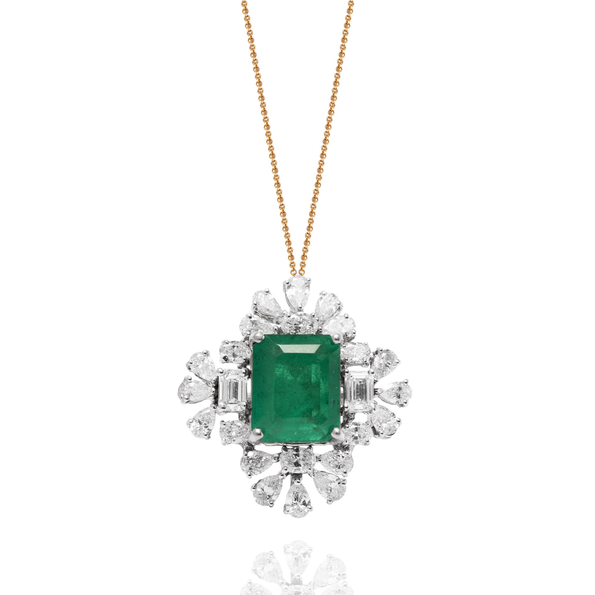 Emerald and Lab Diamond Pendant
