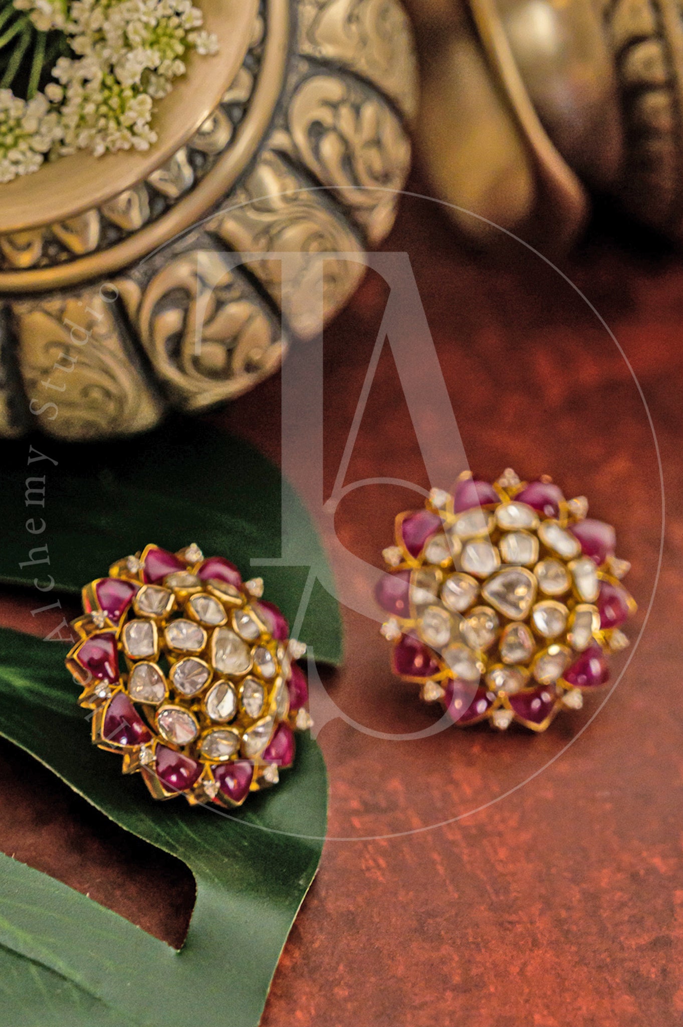 Aiyanna Polki and Ruby Star Earrings