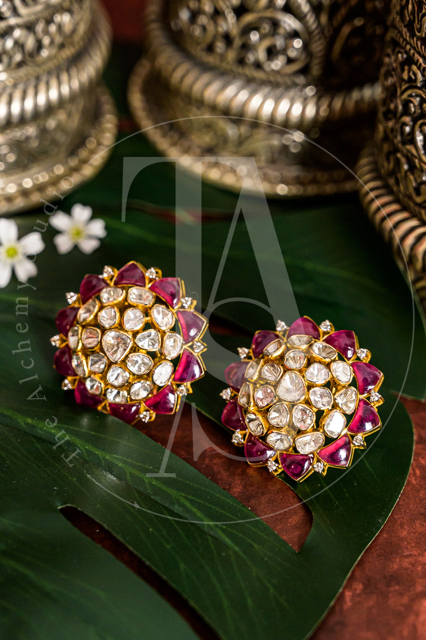 Aiyanna Polki and Ruby Star Earrings