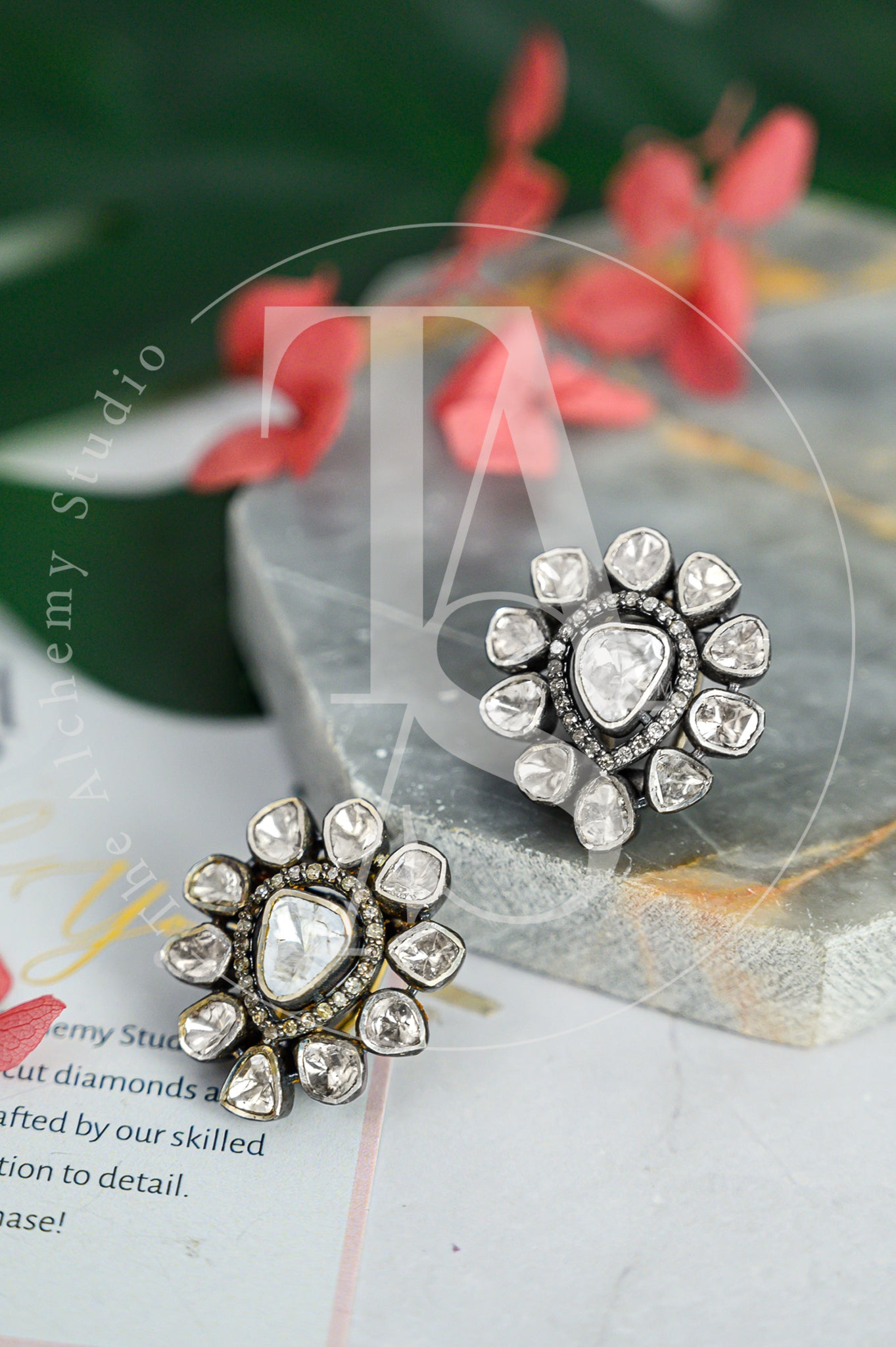 Blake Rounded Starre Uncut Diamond Earrings