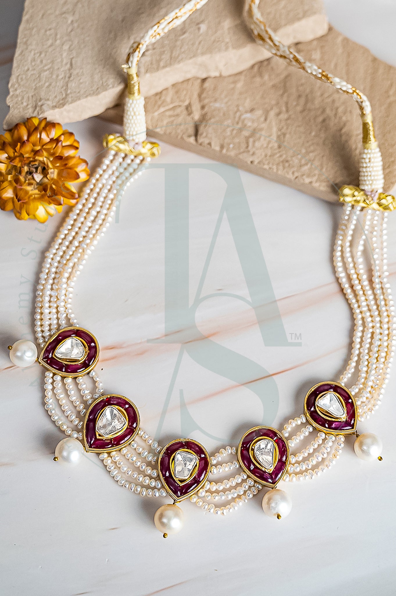 Noora Ambi Uncut Diamond Pearl Choker