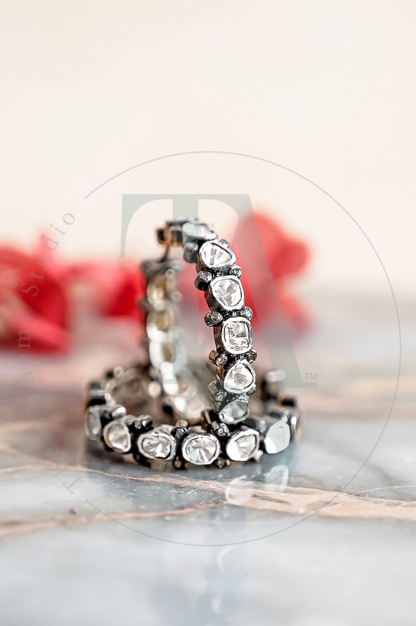 Galaxy Inside Out Scalloped Uncut Diamond Hoops