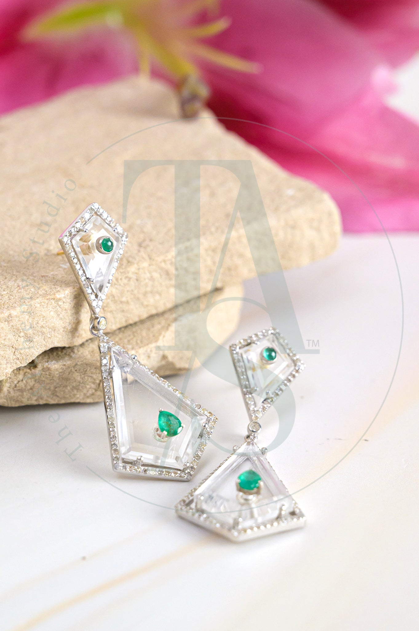 Clarabelle Emerald and Crystal Earrings