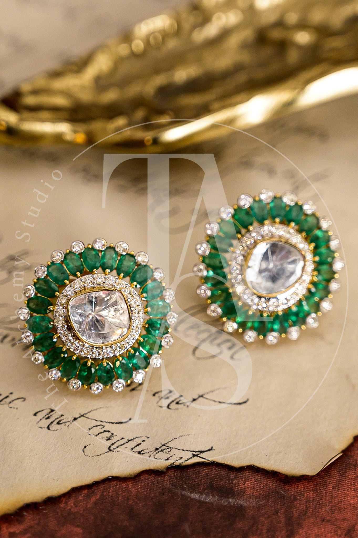 Triya Emerald and Polki Earrings