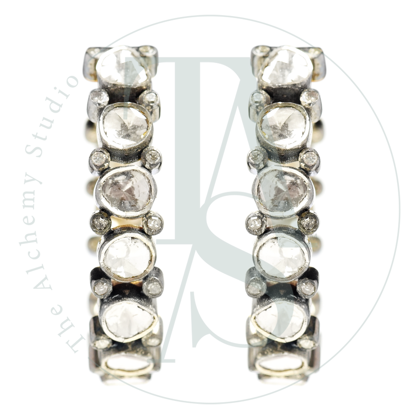 Galaxy Inside Out Scalloped Uncut Diamond Hoops
