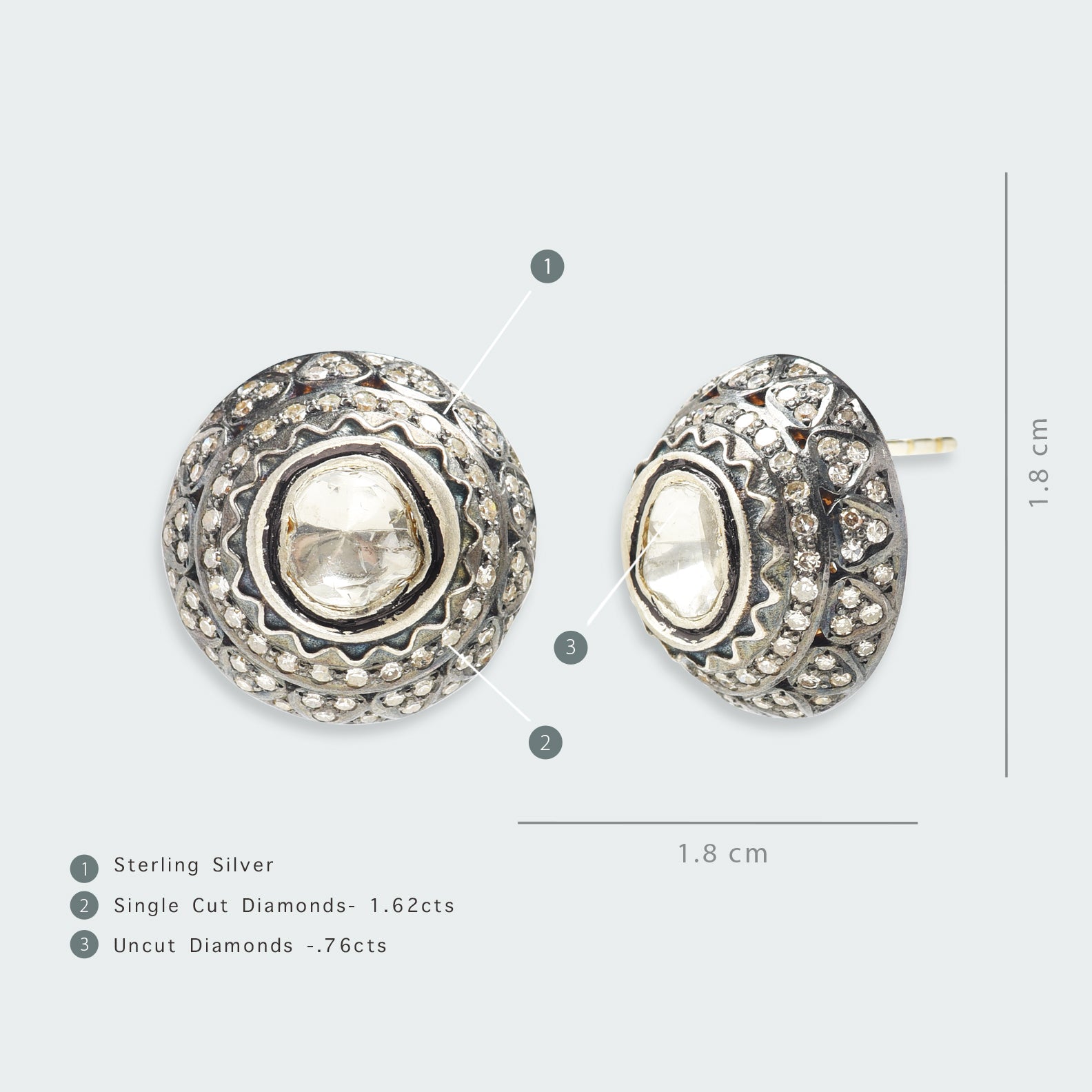 Cherry Blossom Polki Dome Earrings