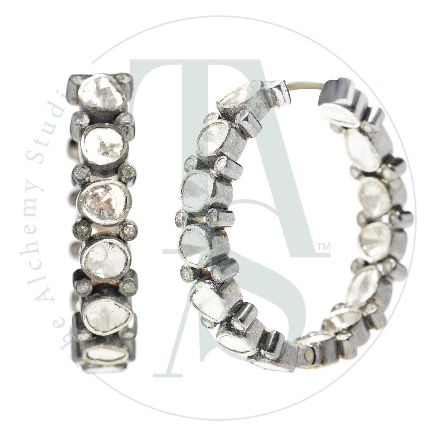 Galaxy Inside Out Scalloped Uncut Diamond Hoops