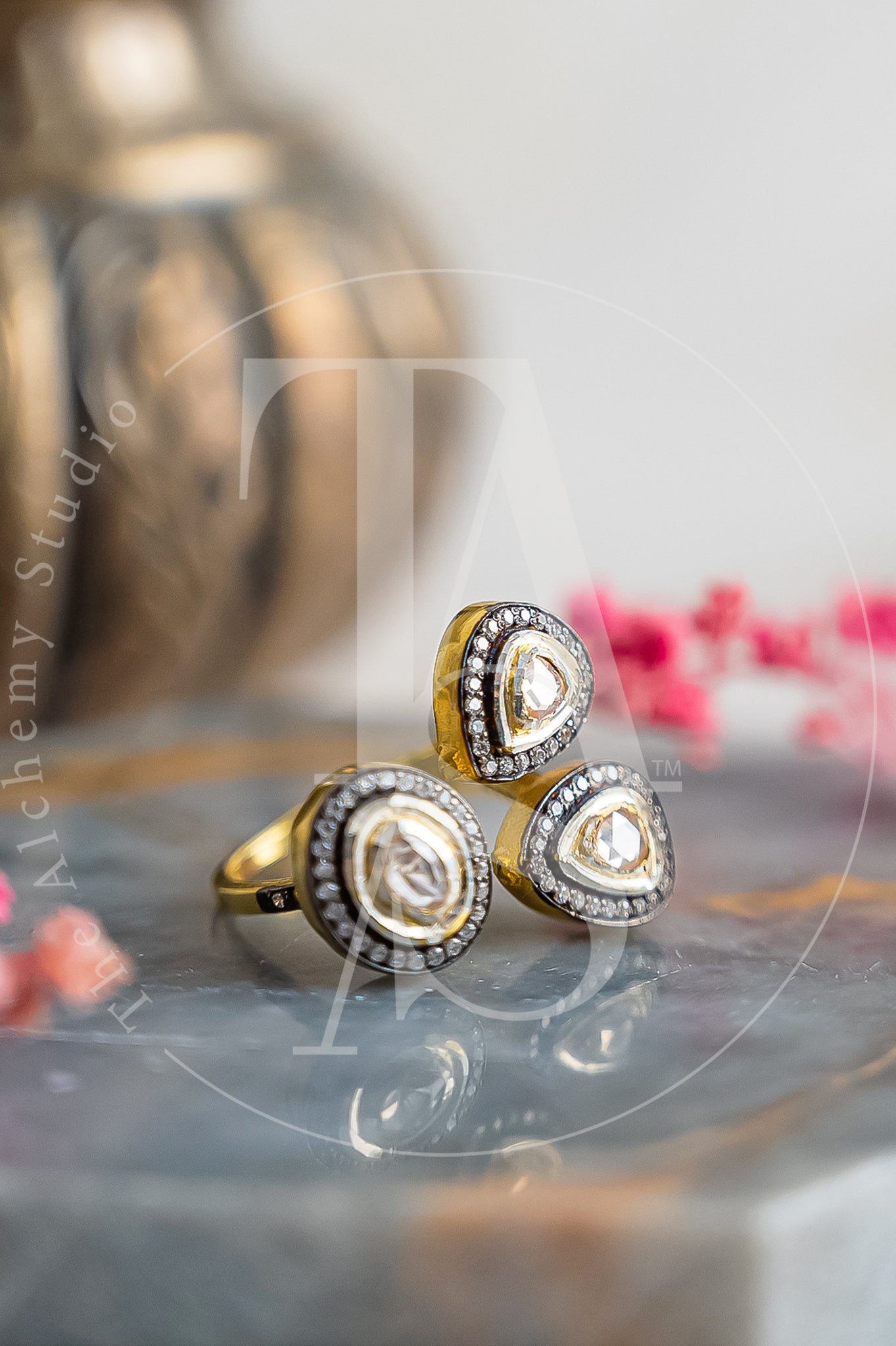 Asymmetric Uncut Diamond Ring