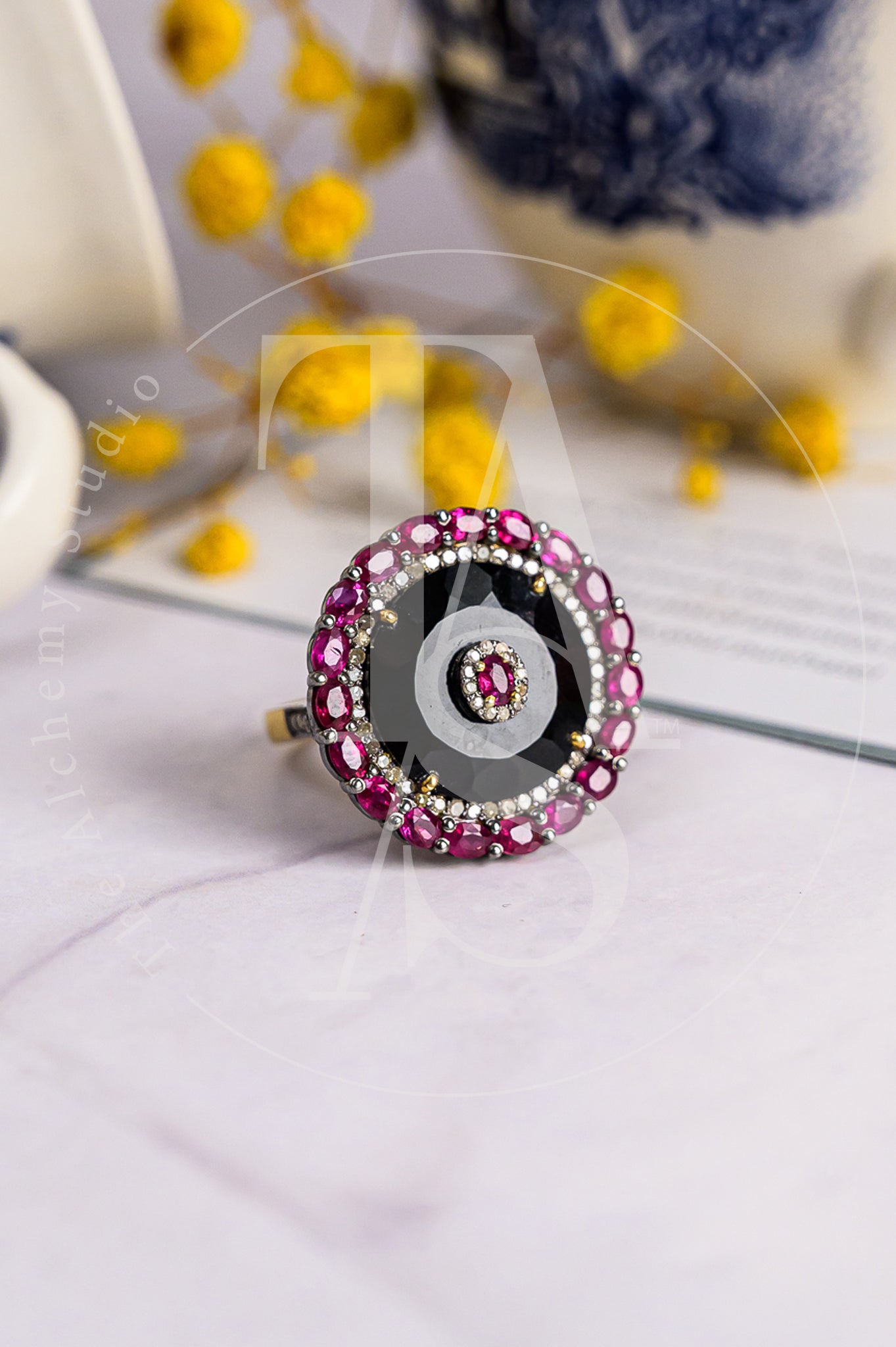 Macy Ruby and Black Onyx Ring