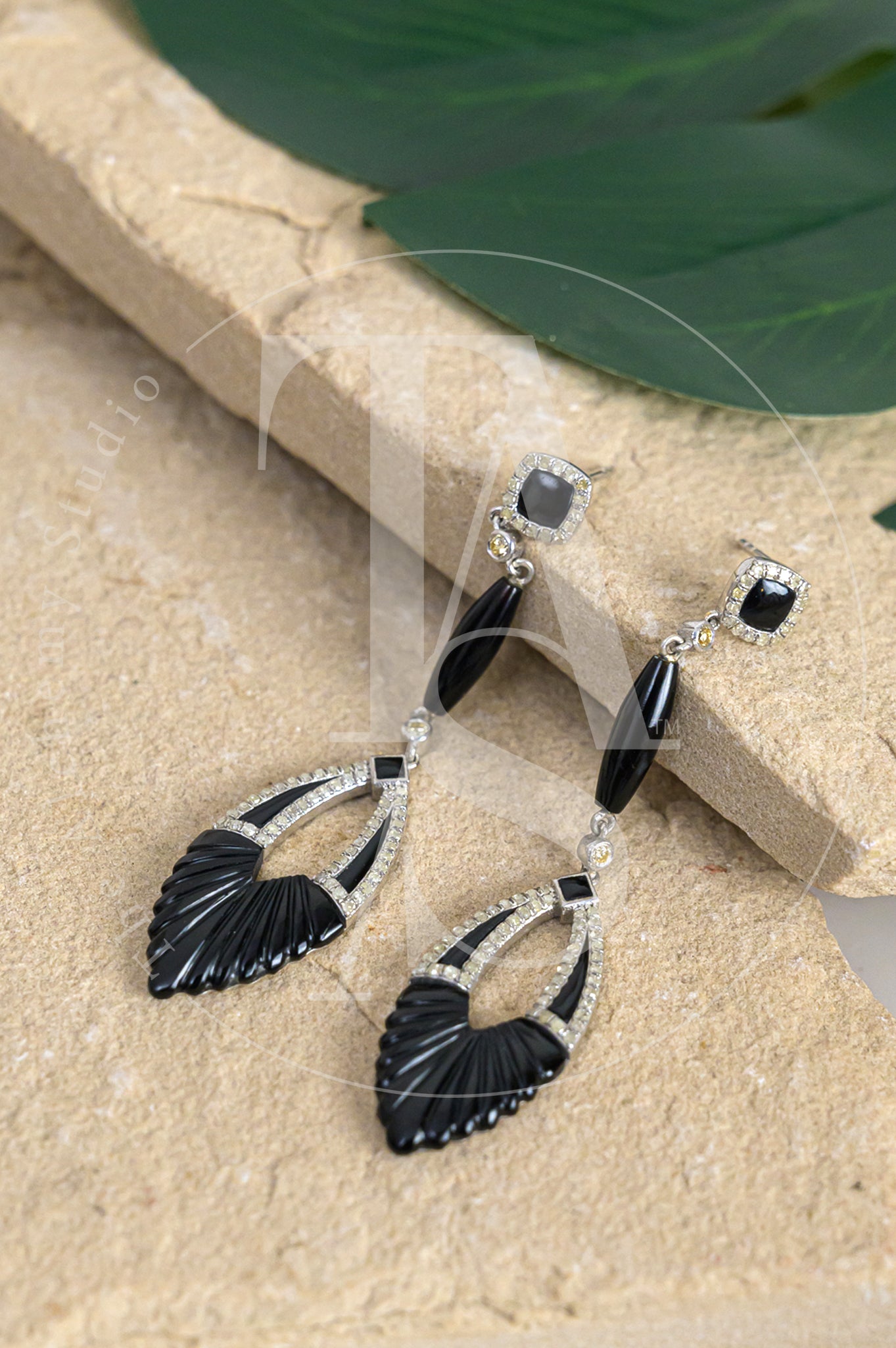 Caryn Diamond and Onyx Earrings