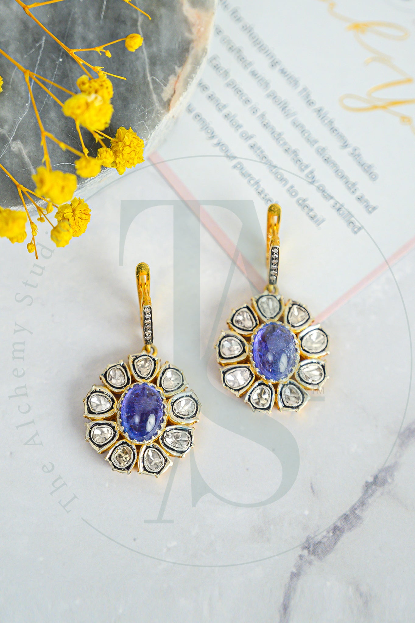 Arya Tanzanite Uncut Diamond Earrings