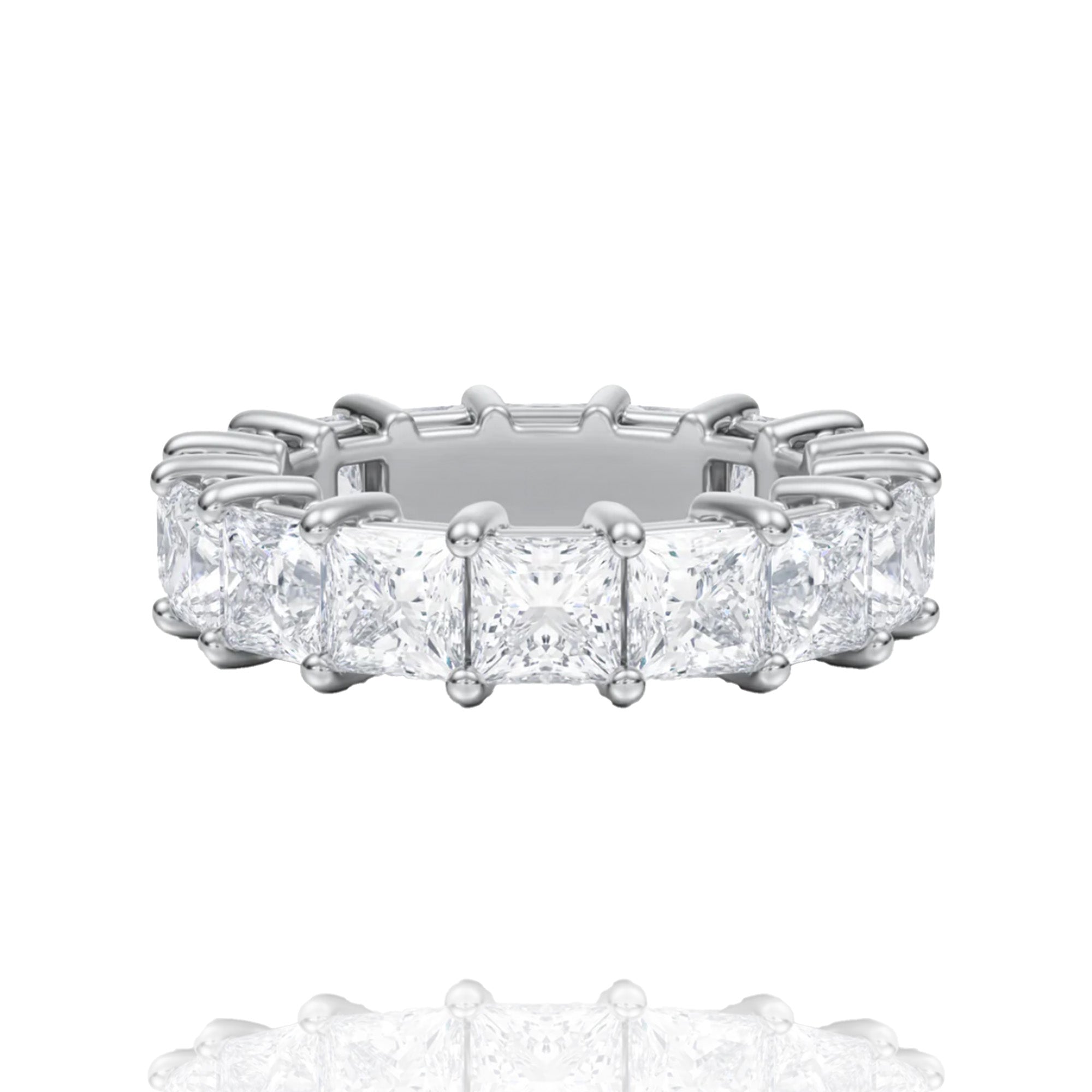 classic princess lab grown solitaire eternity band