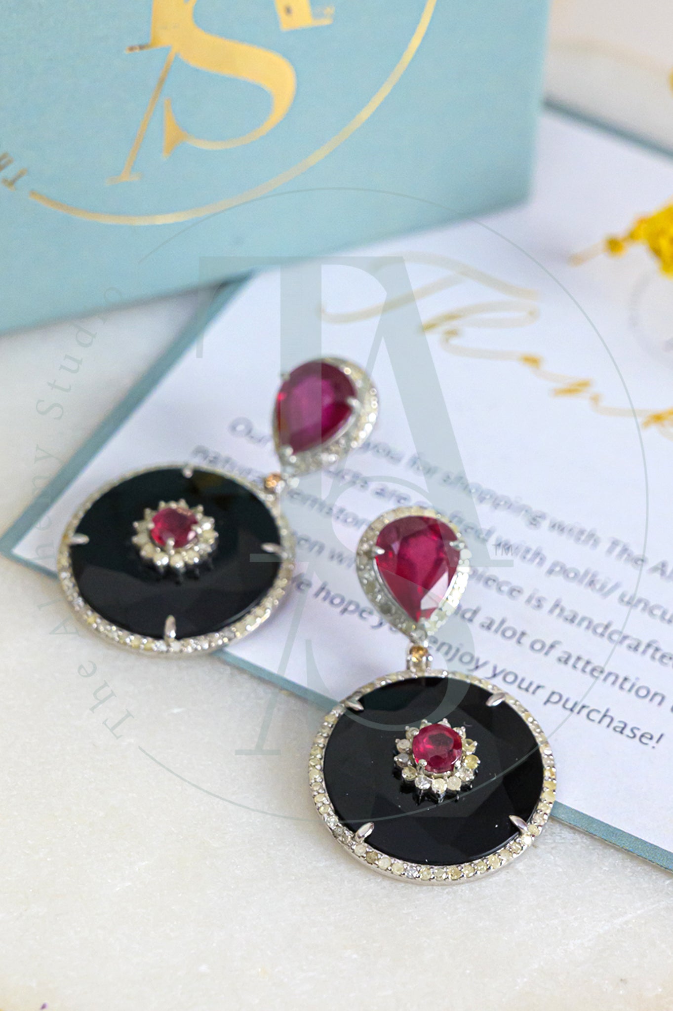 Ella Ruby and Black Onyx Earrings