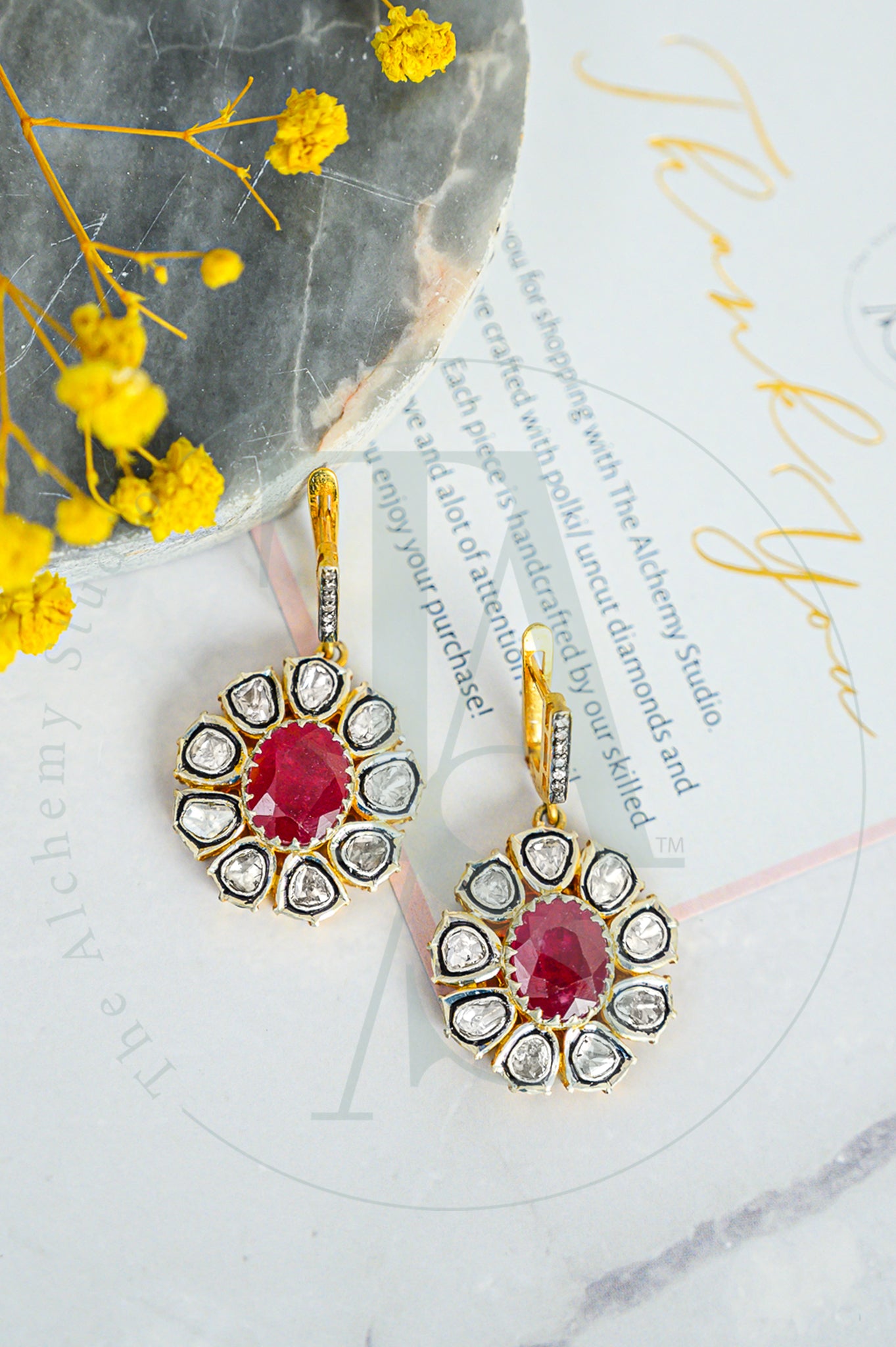 Arya Ruby Uncut Diamond Earrings