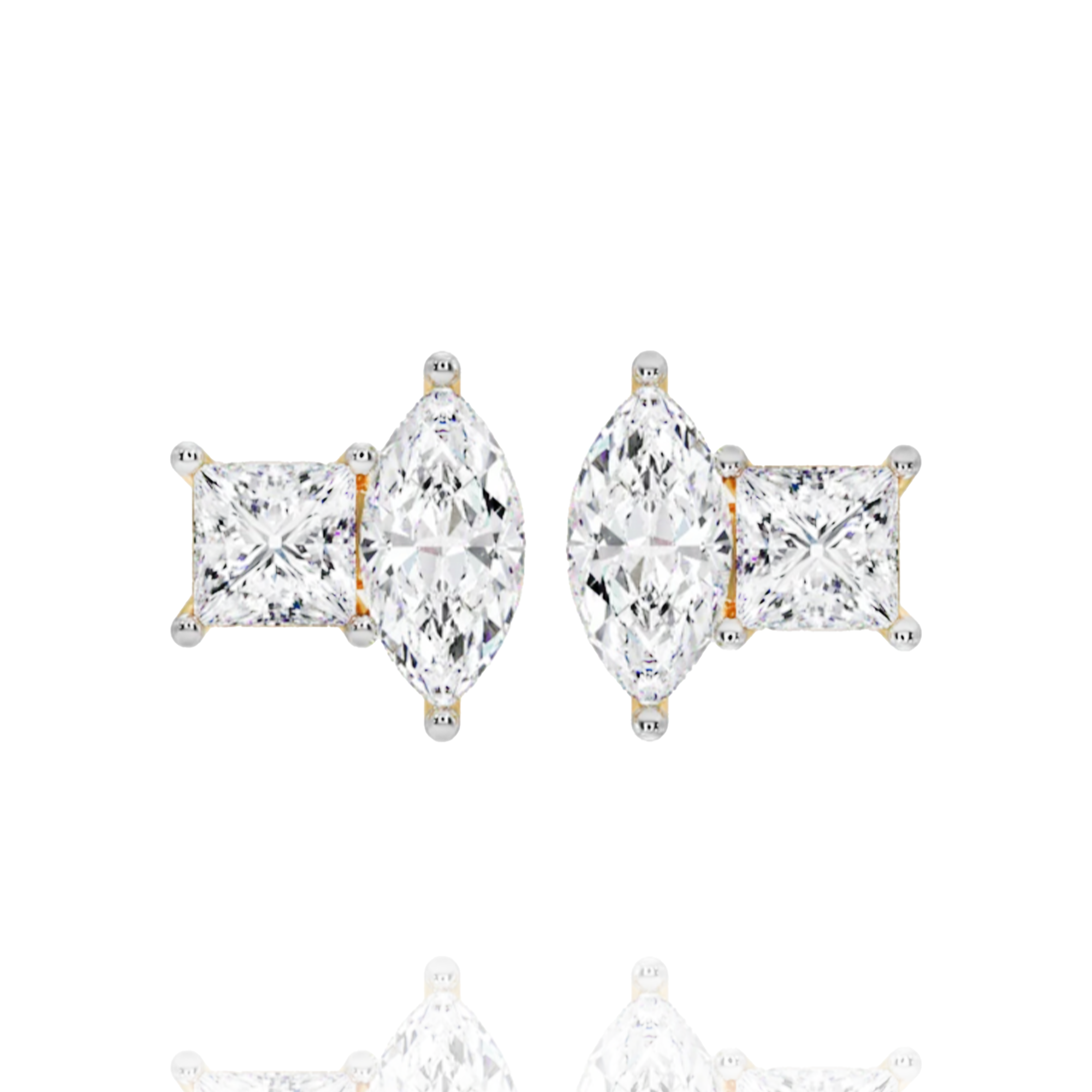 Lab-Grown Solitaire Marquise & Princess Cut Earrings