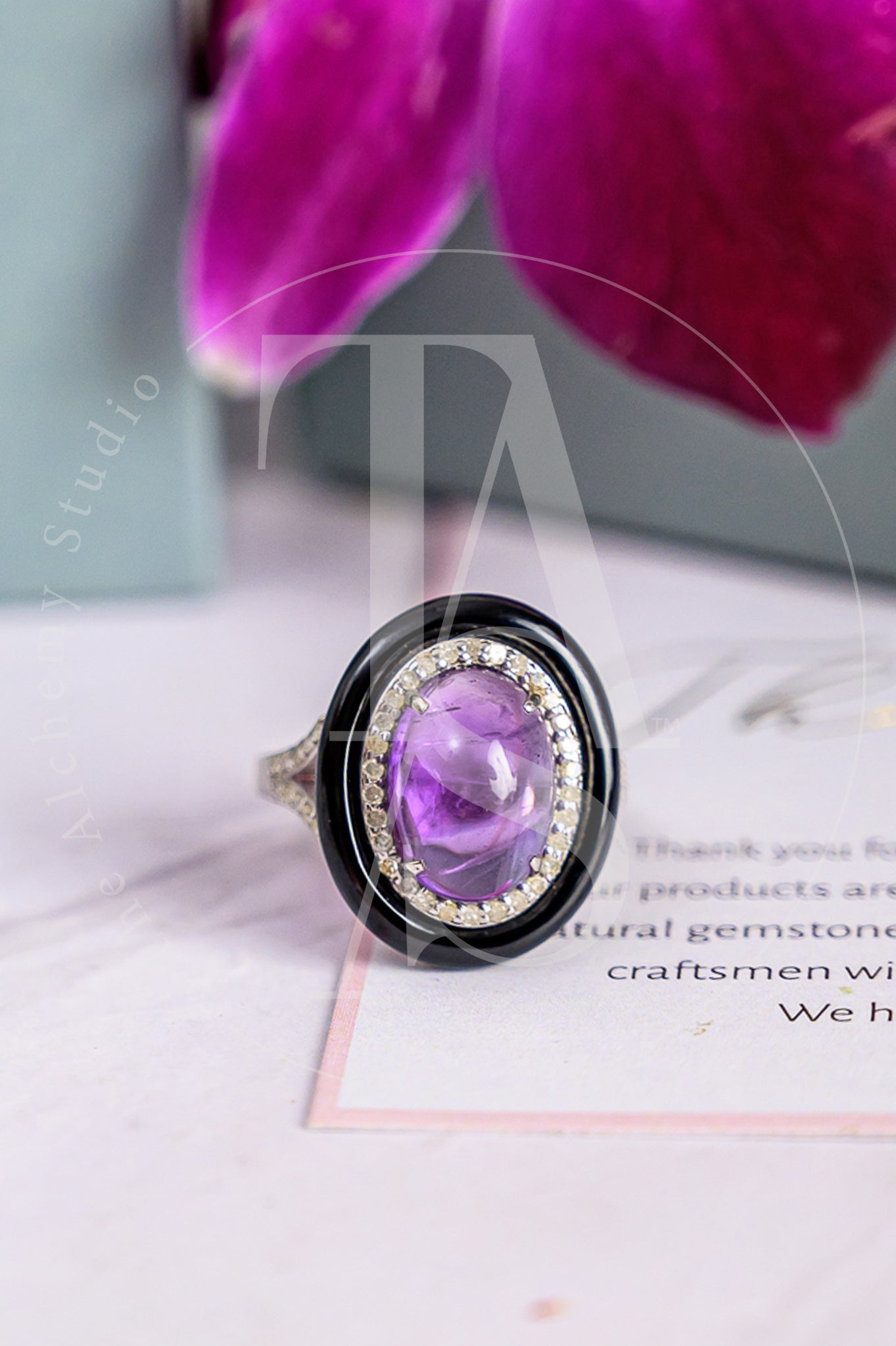 Ula Amethyst and Black Opal Ring