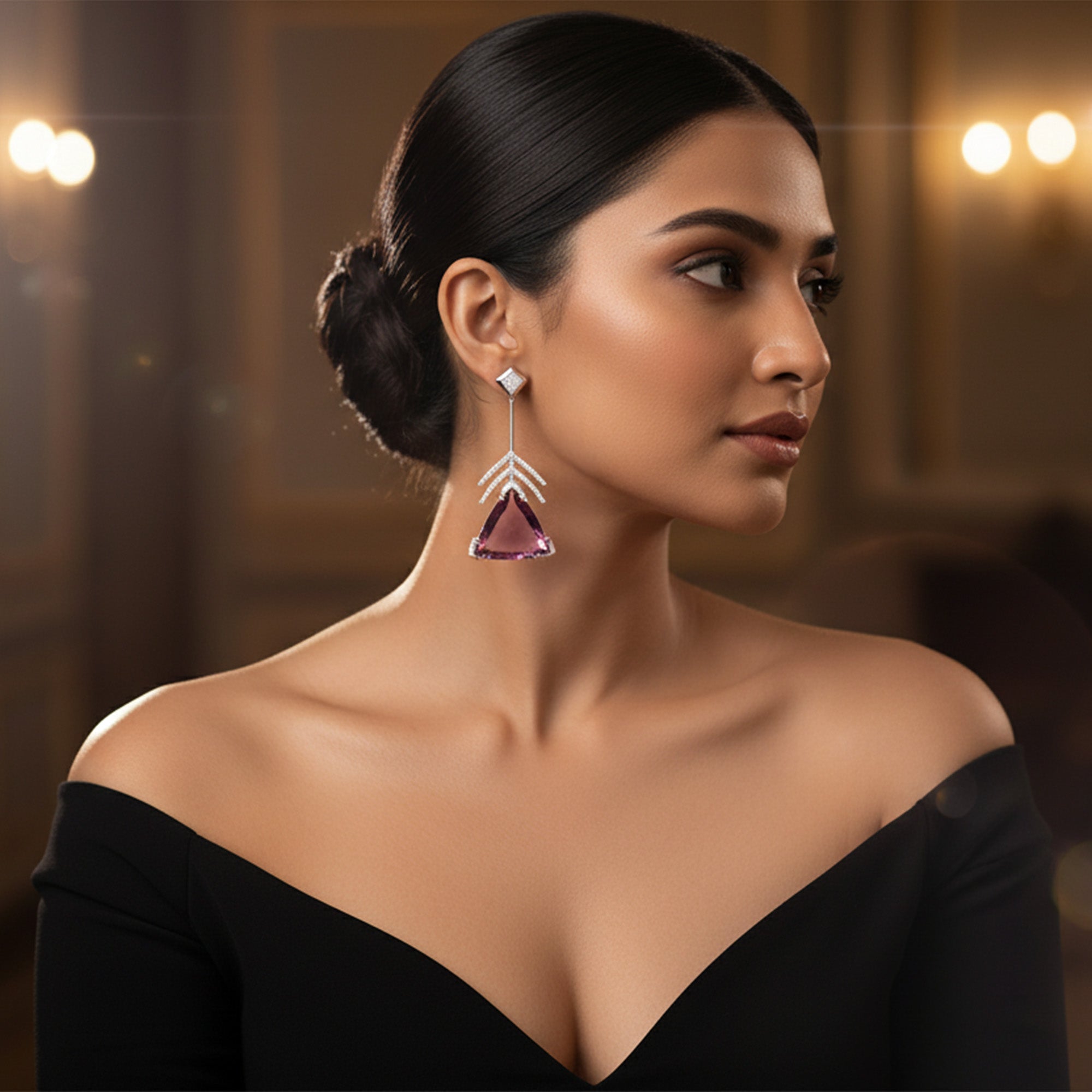 Liana Tourmaline Dangling Diamond Earrings