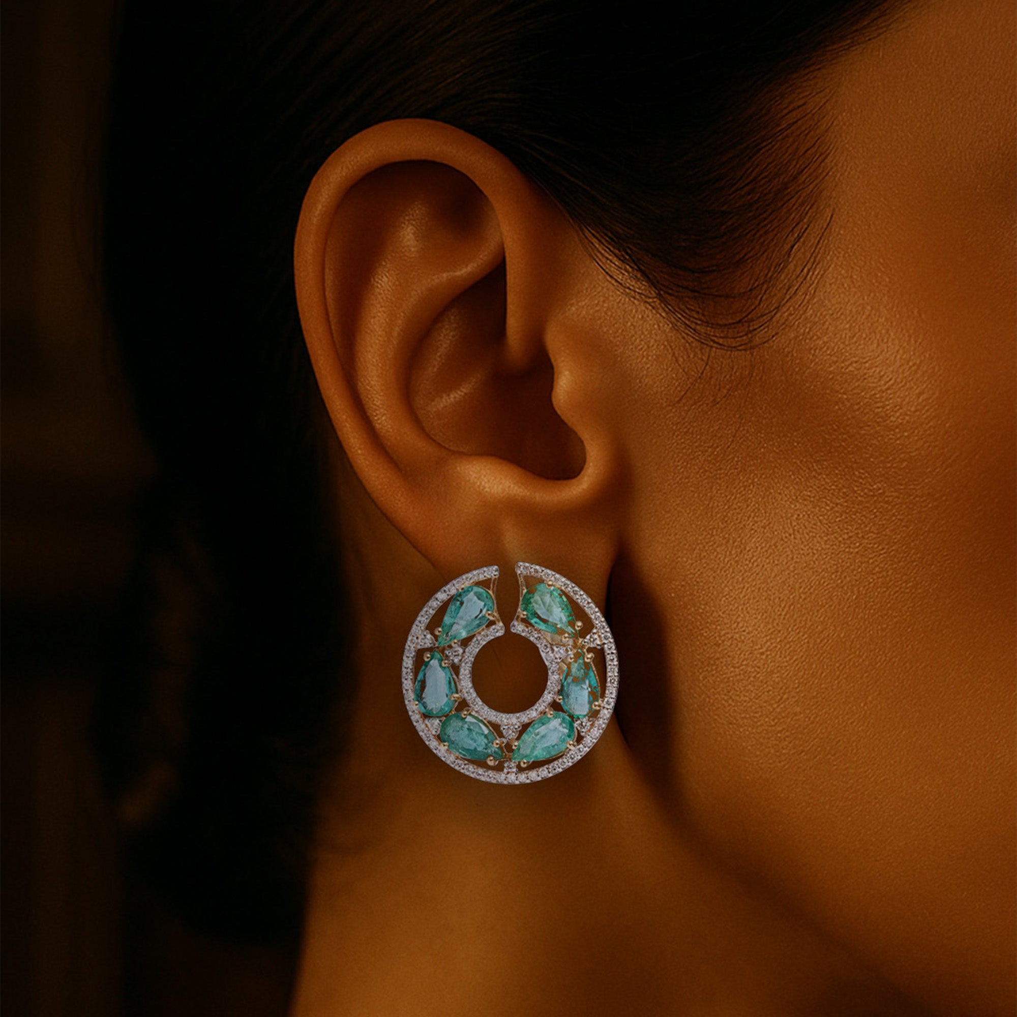 Evelina Emerald Diamond Earrings