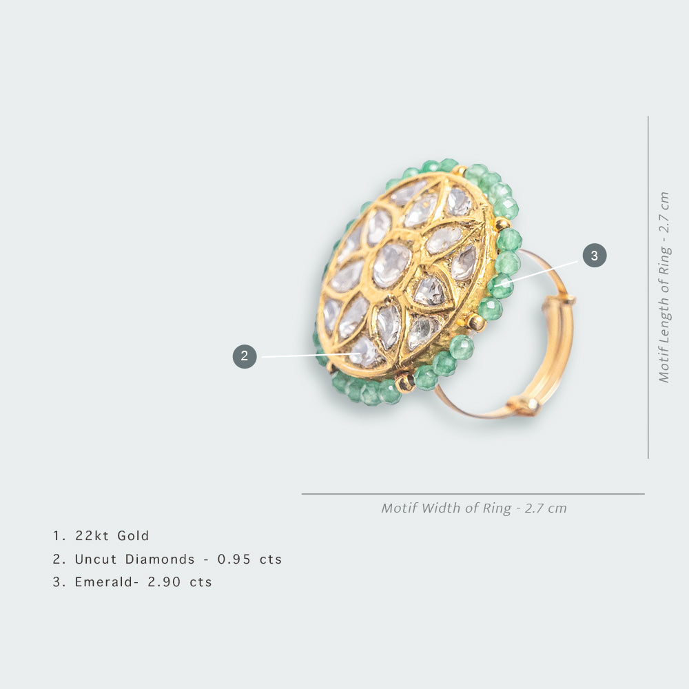 Naira Emerald Polki Ring