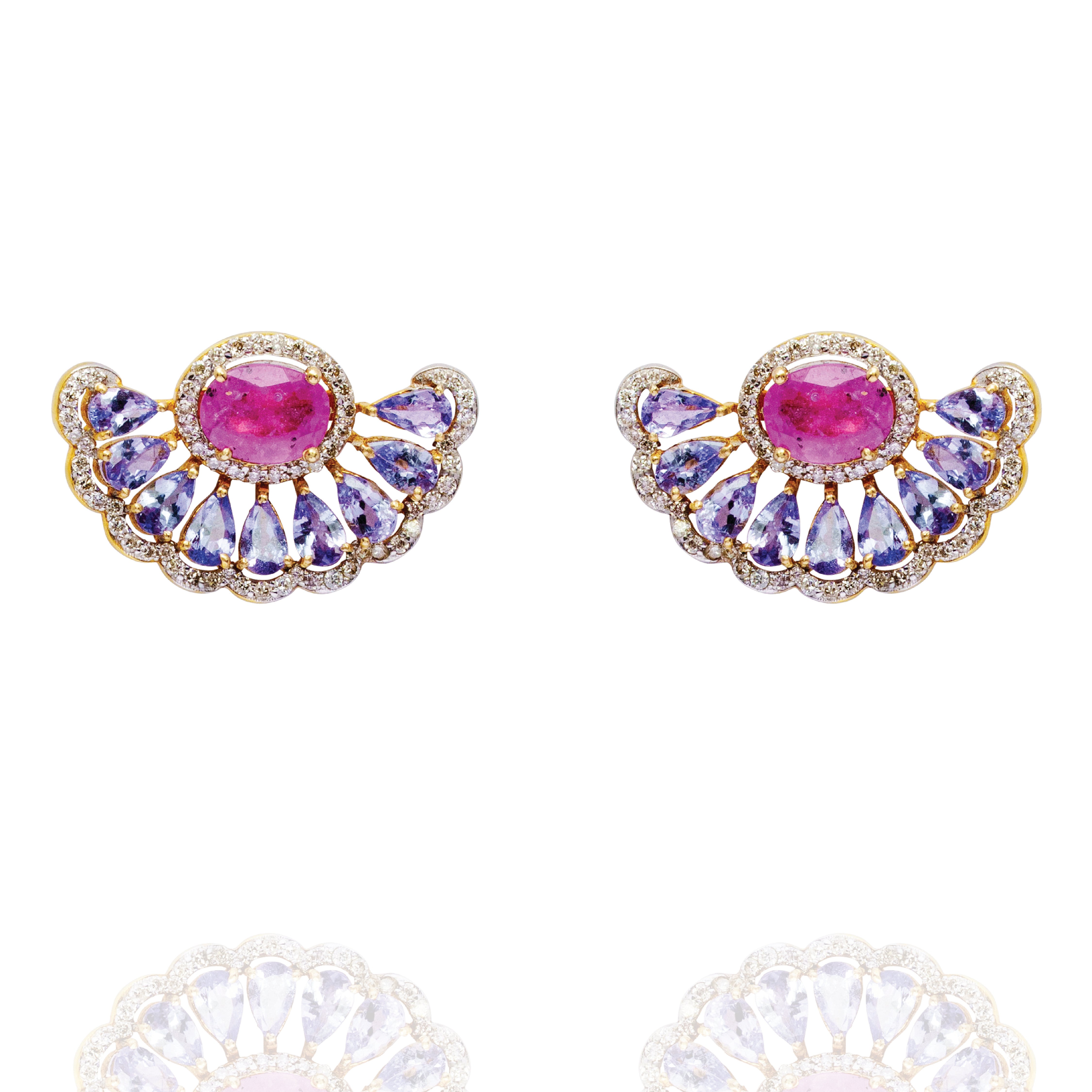Moonlit Whispers Tanzanite Pink Sapphire Diamond Earrings